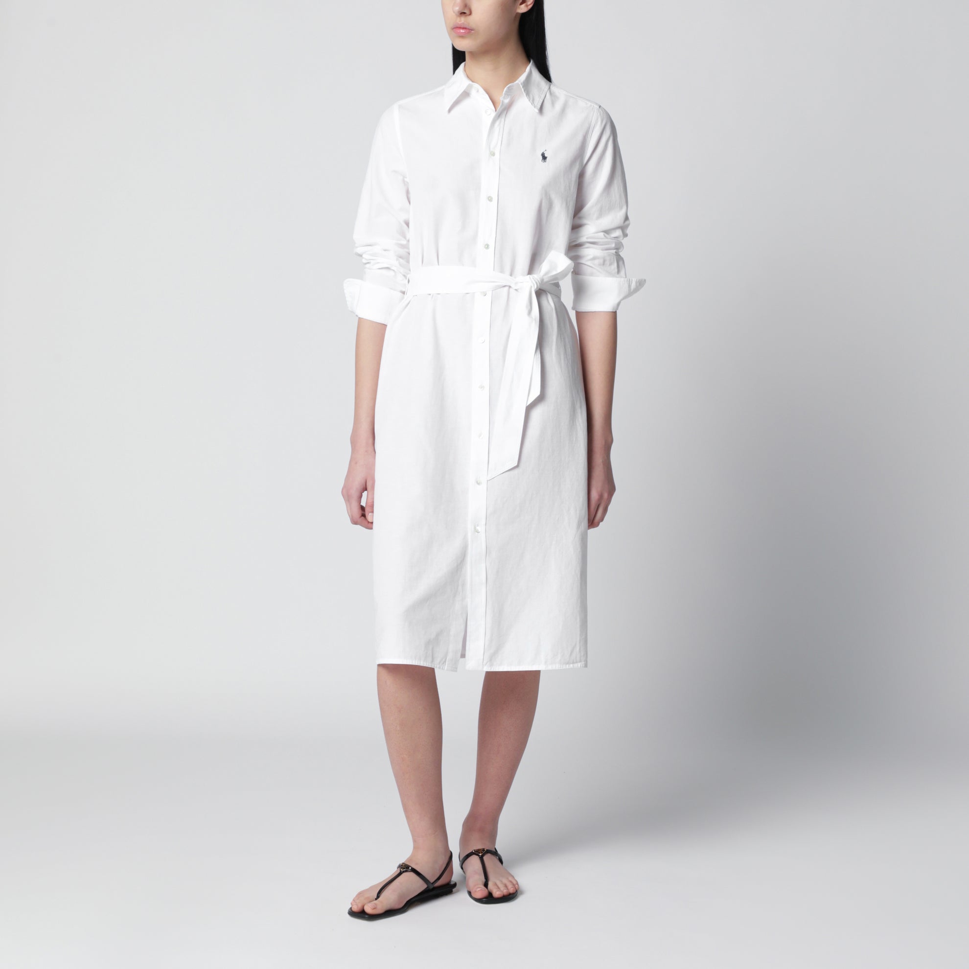 White cotton shirt dress