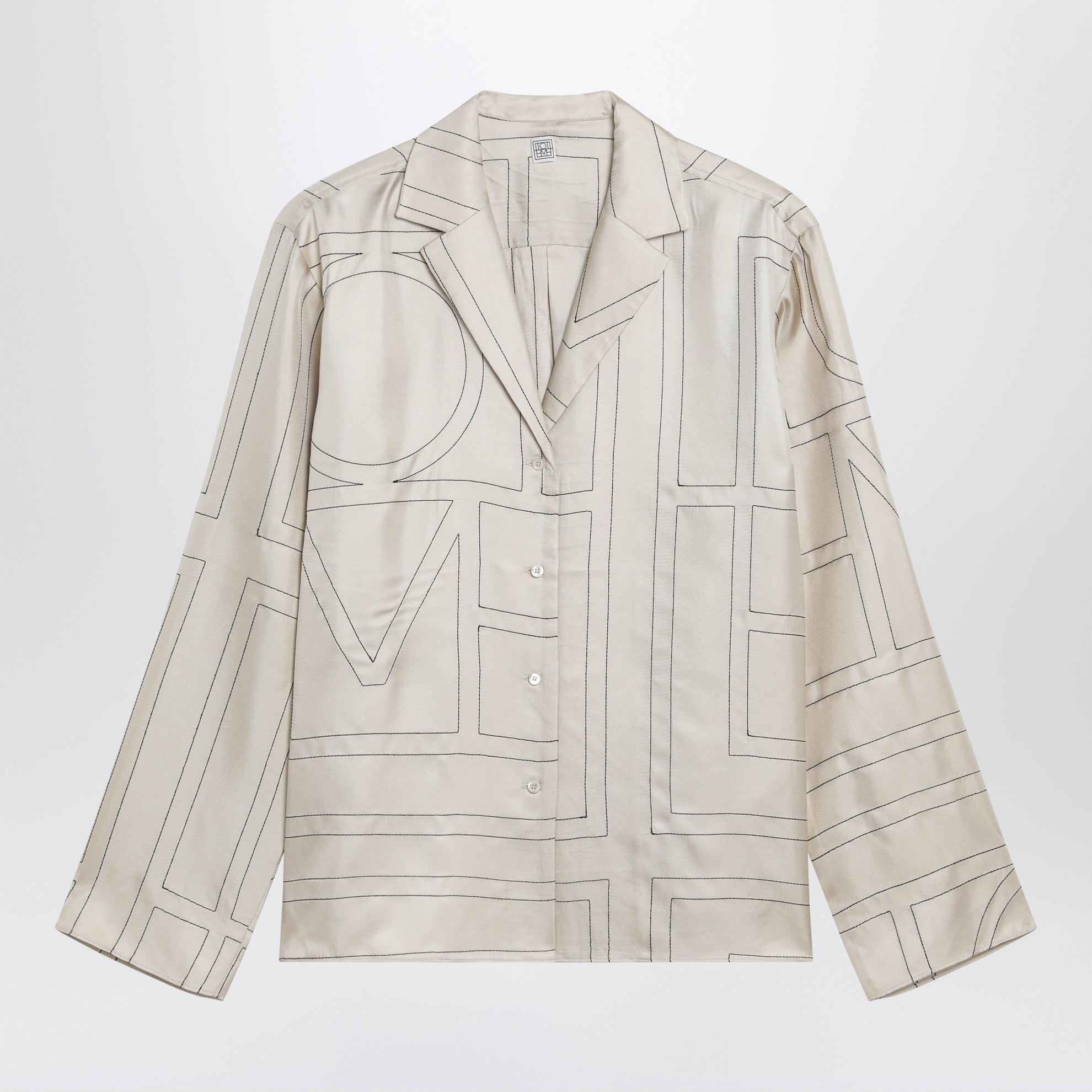 Chemise ivoire en soie à monogramme