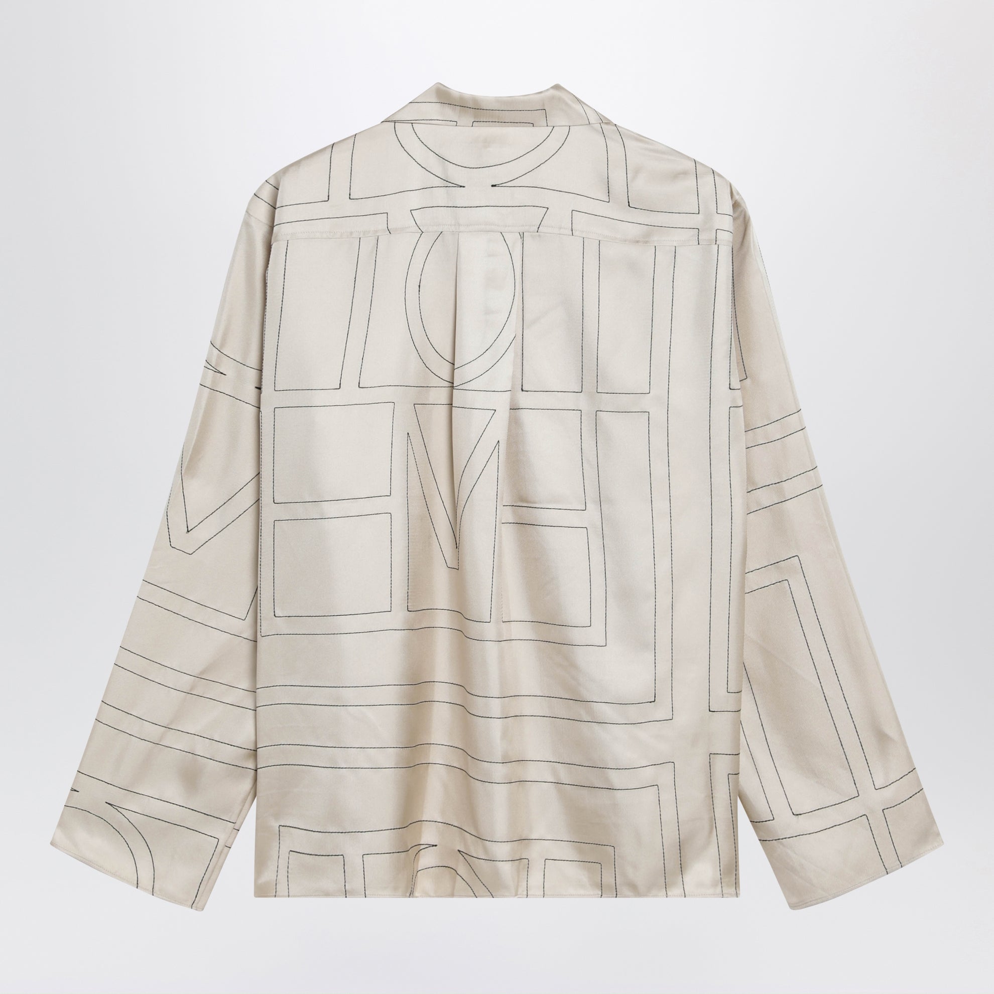 Chemise ivoire en soie à monogramme