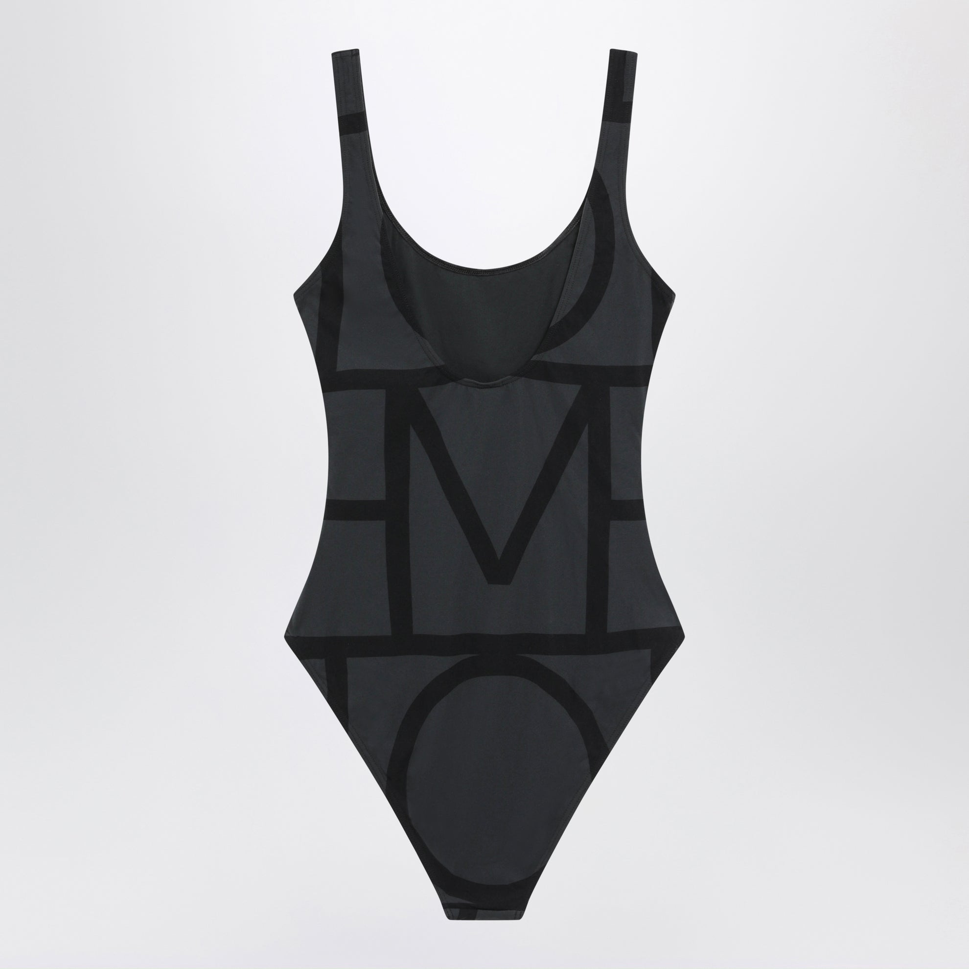 Black swimsuit with monogram