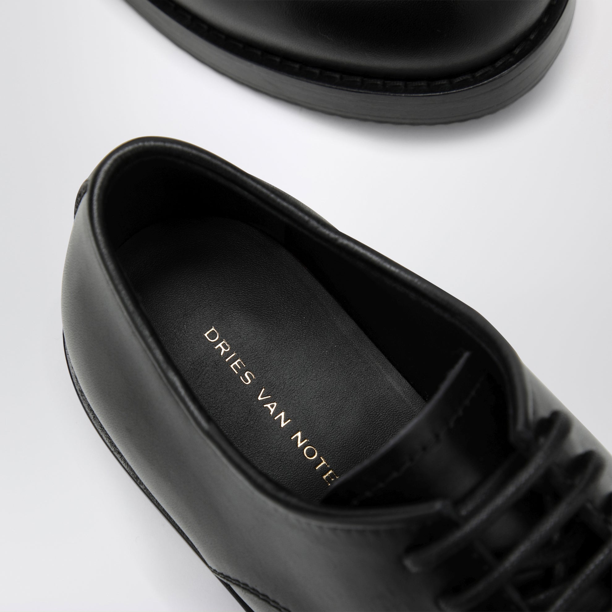 Classic black leather derby shoes