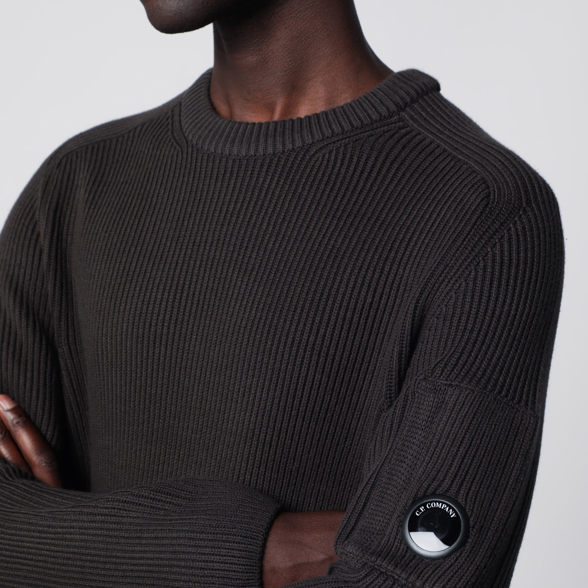 Gerippter Pullover aus Baumwollmischung in Dunkelgrau