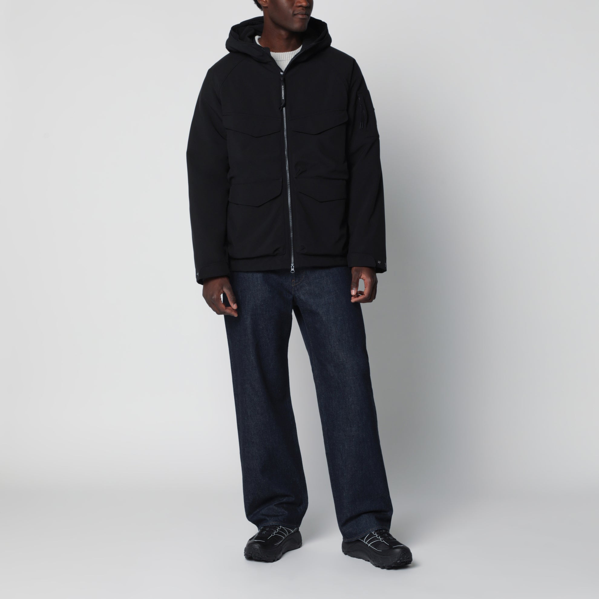 Black padded zip-up jacket