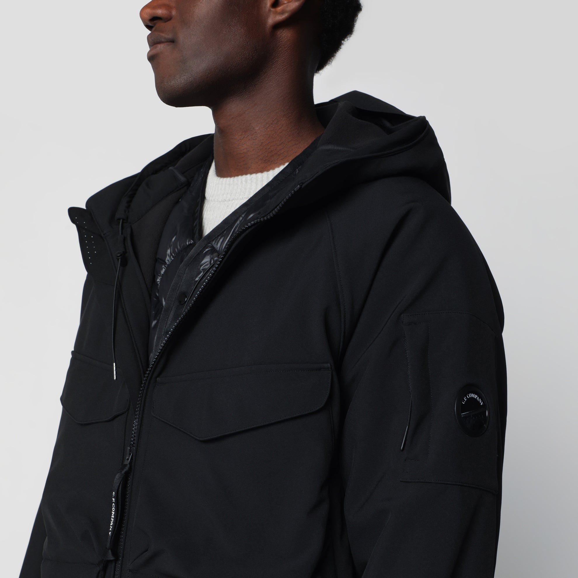 Black padded zip-up jacket