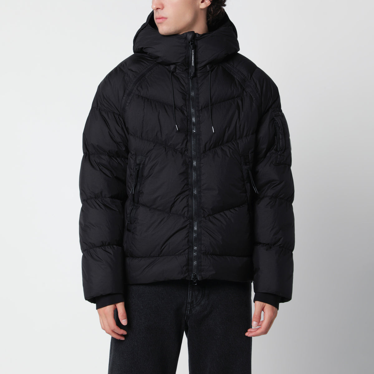 Piumino con cappuccio DD Shell nero in nylon