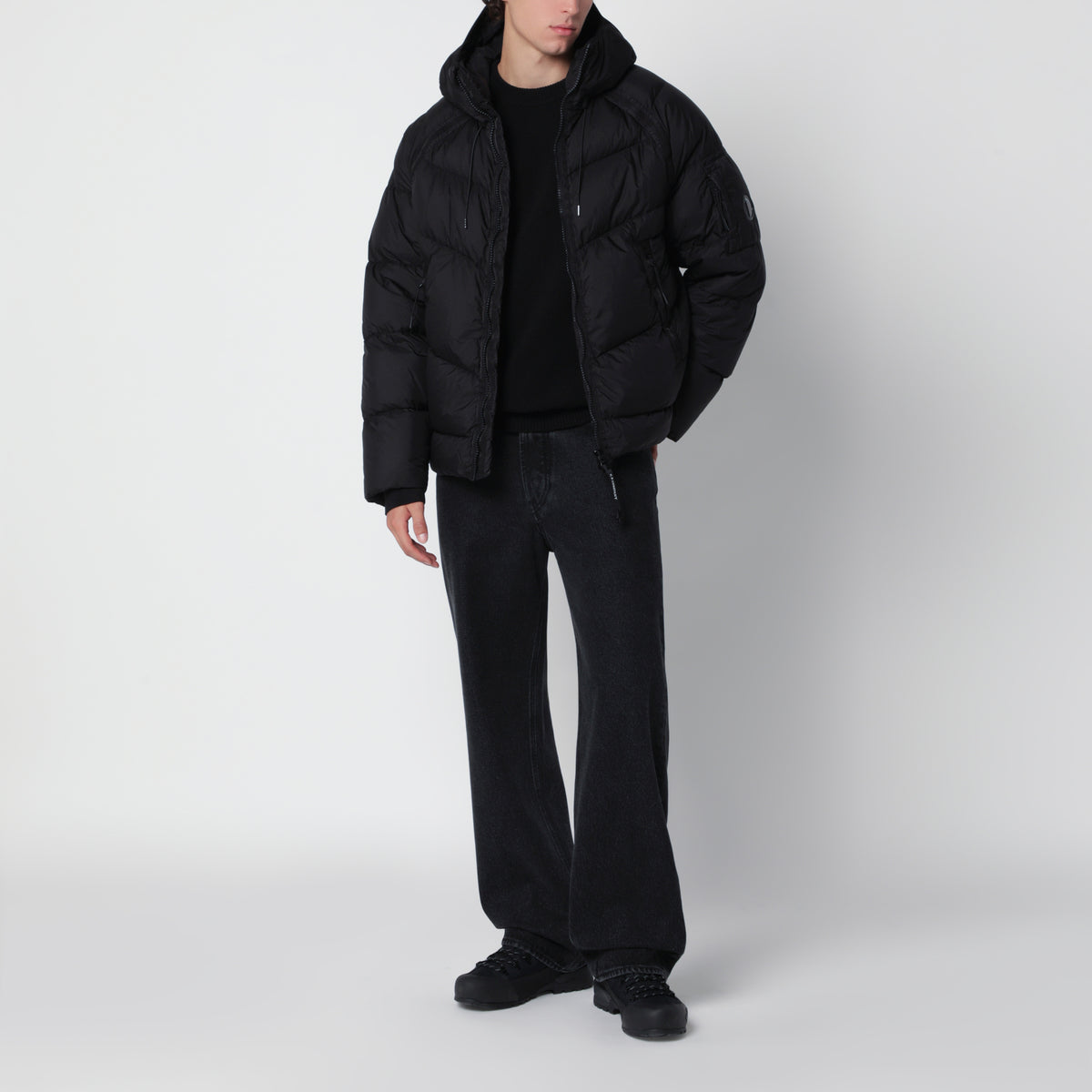 Piumino con cappuccio DD Shell nero in nylon