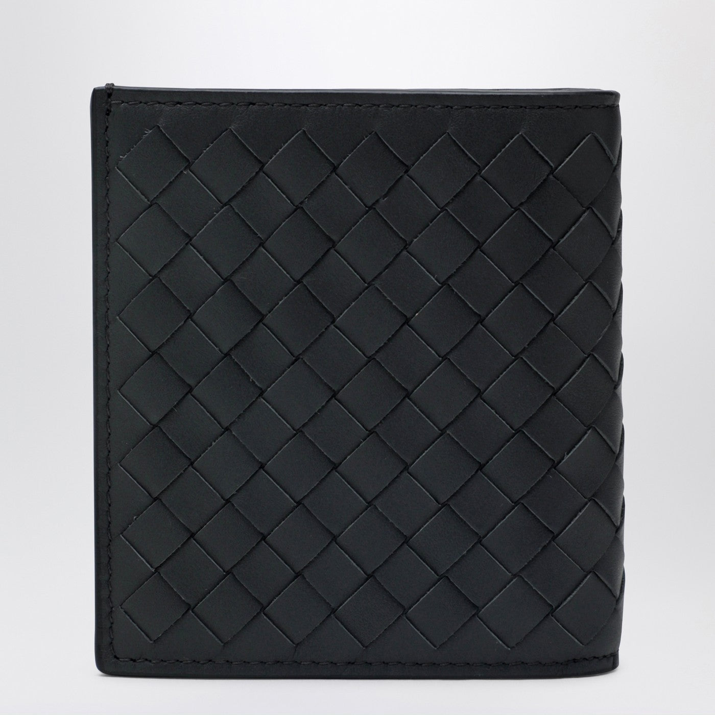 Dunkelgraue Intrecciato Bi-Fold-Geldbörse