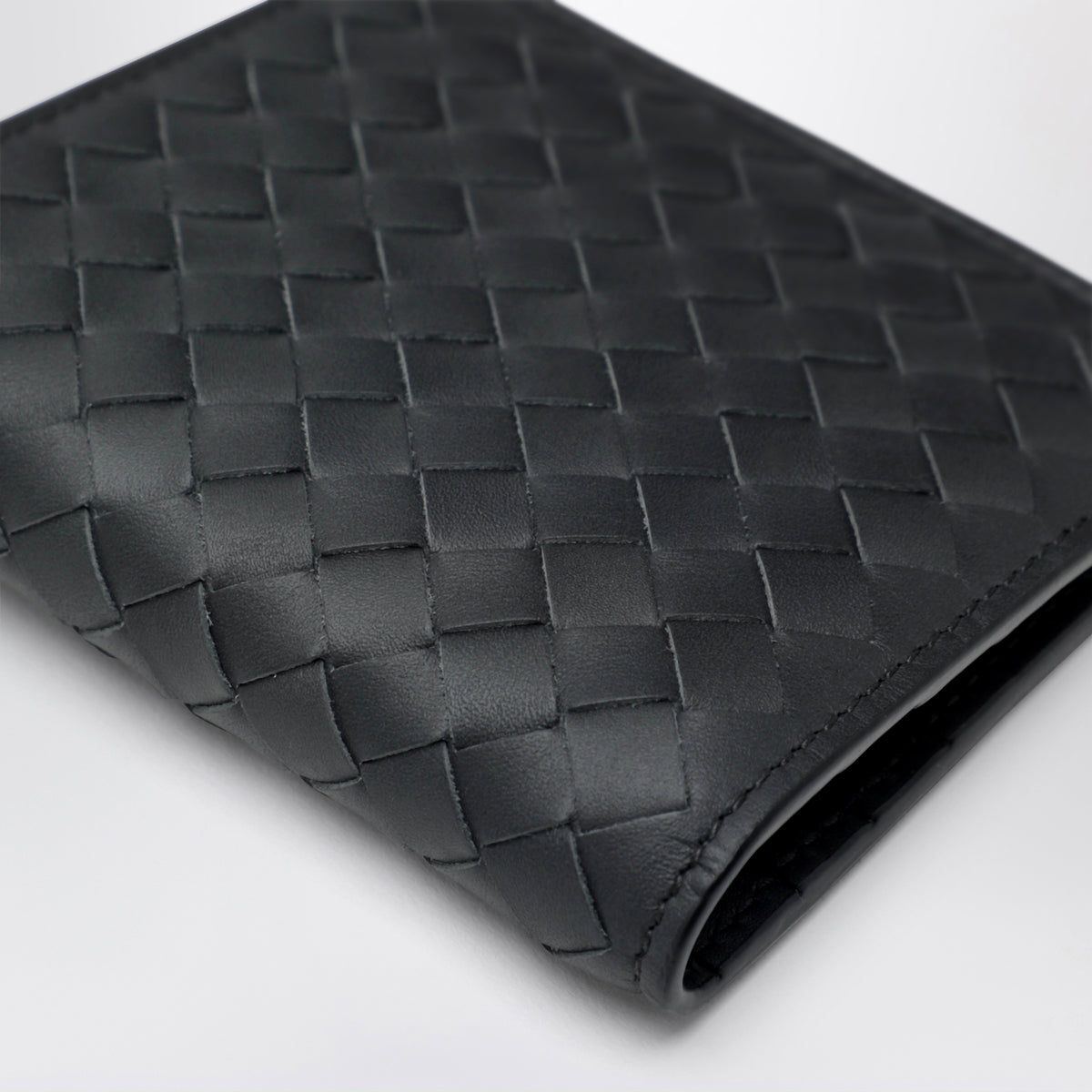 Slate bi-fold wallet in Intrecciato