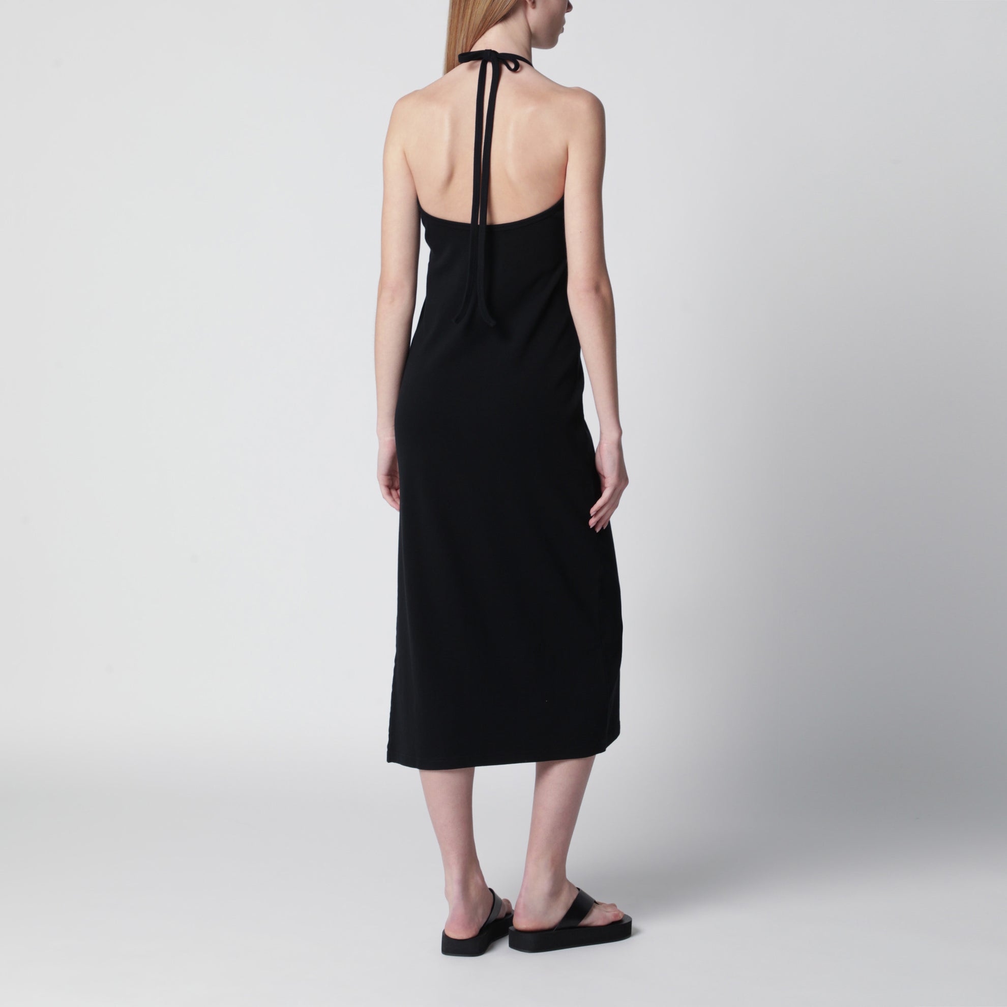 Robe longue dos nu en jersey de coton noir