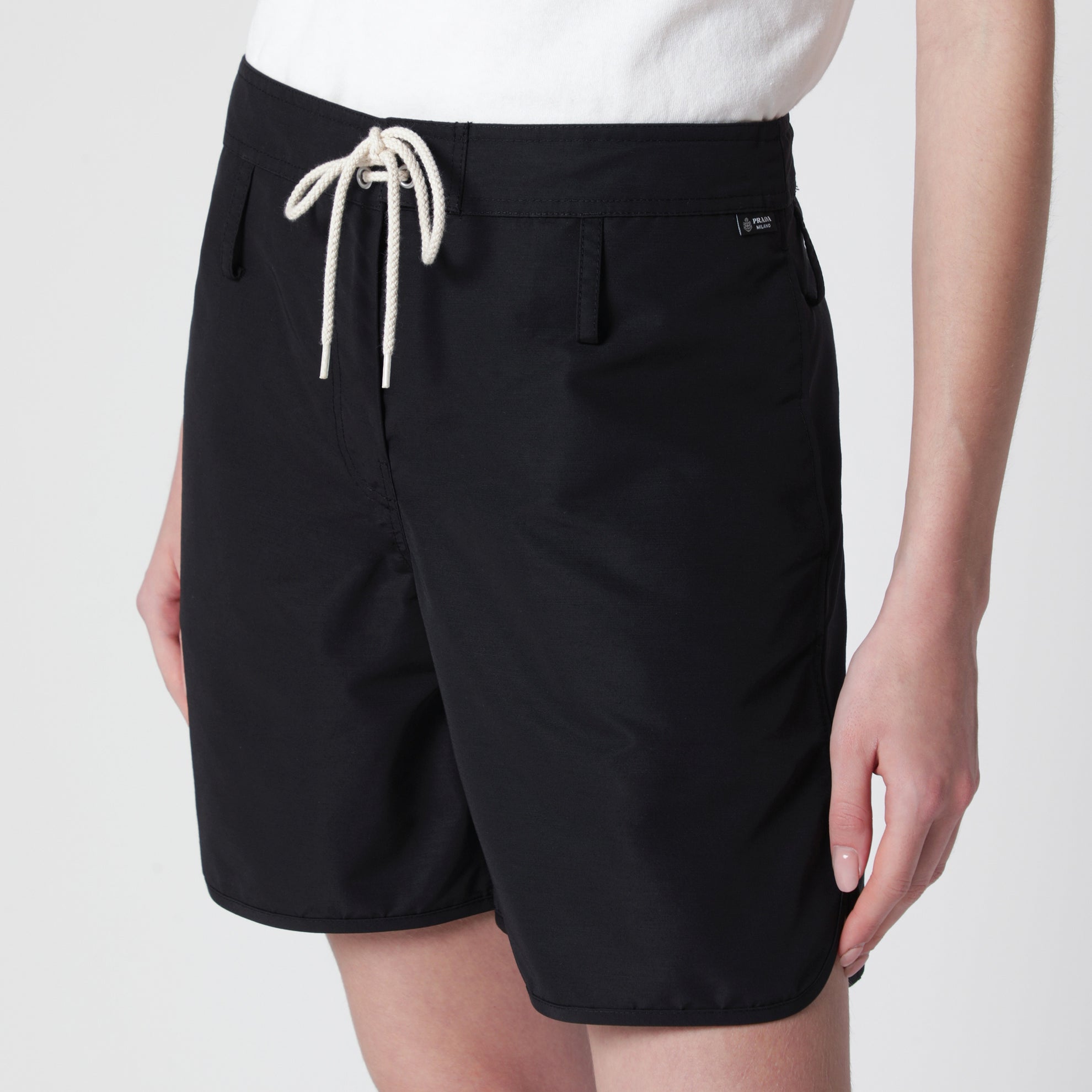 Black Re-Nylon shorts with drawstring