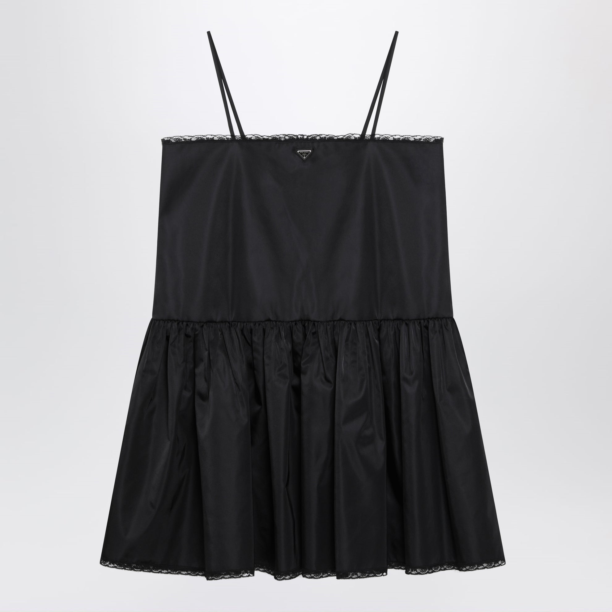 Prada Black mini dress in Re-Nylon and lace