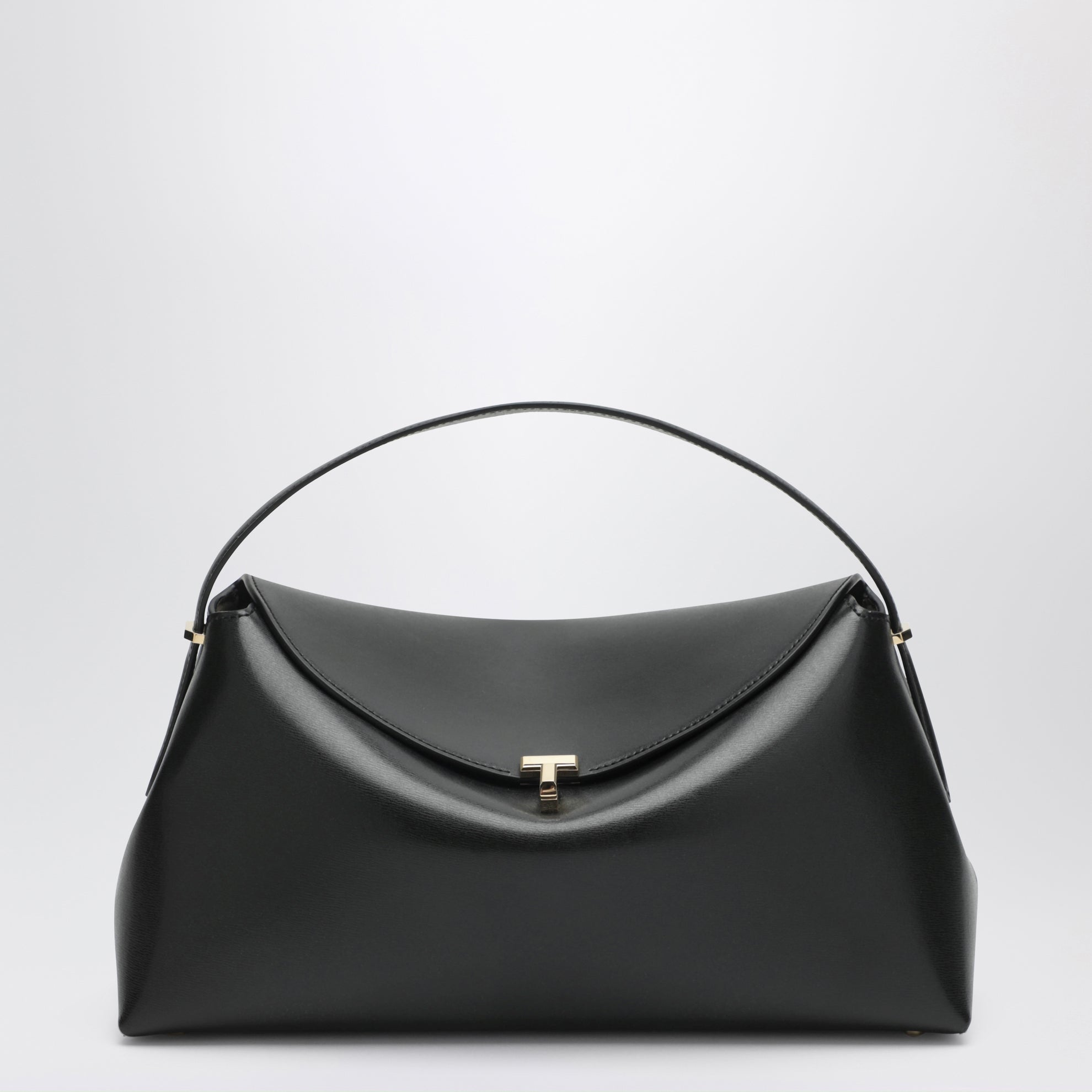 Borsa T-lock nera in pelle