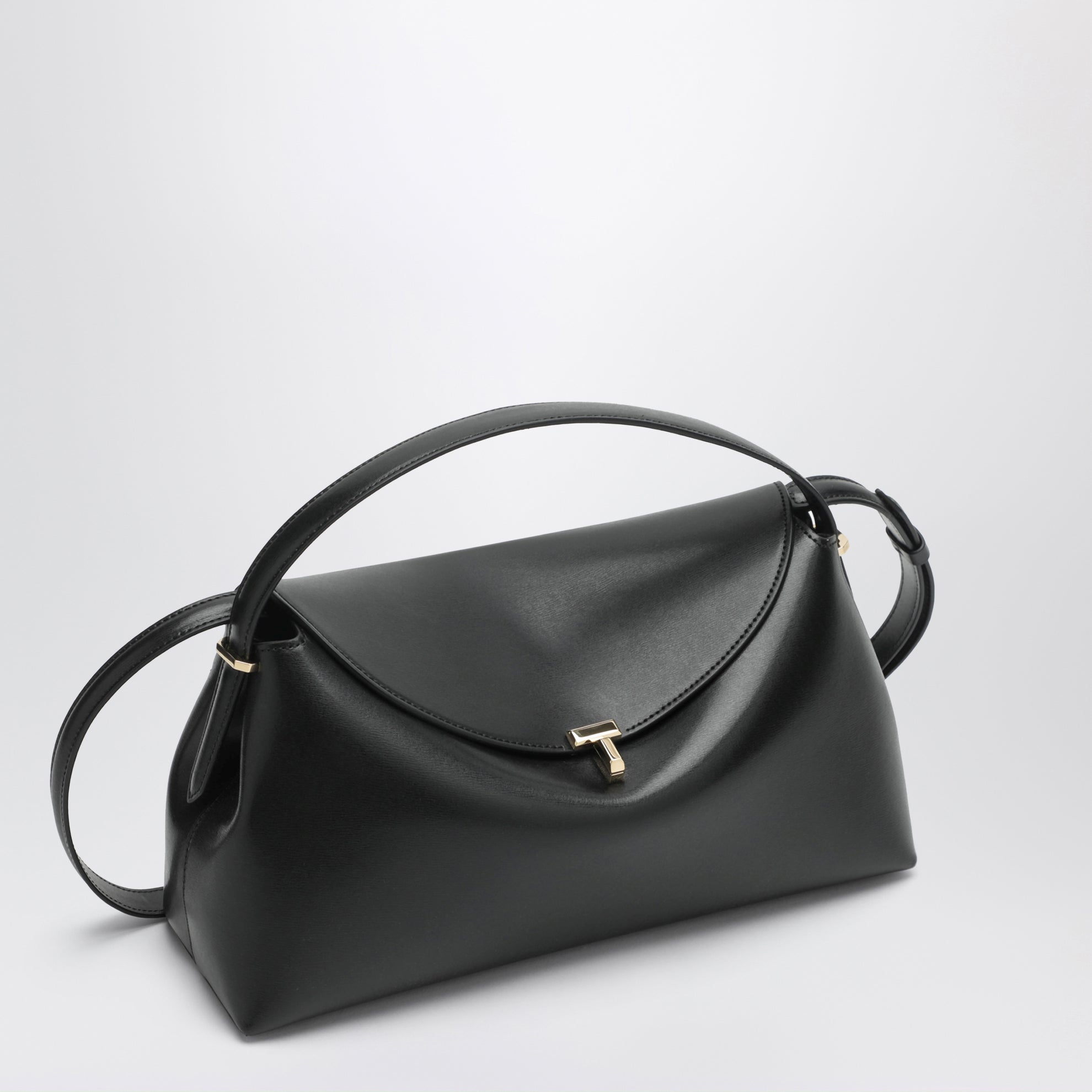 Borsa T-lock nera in pelle