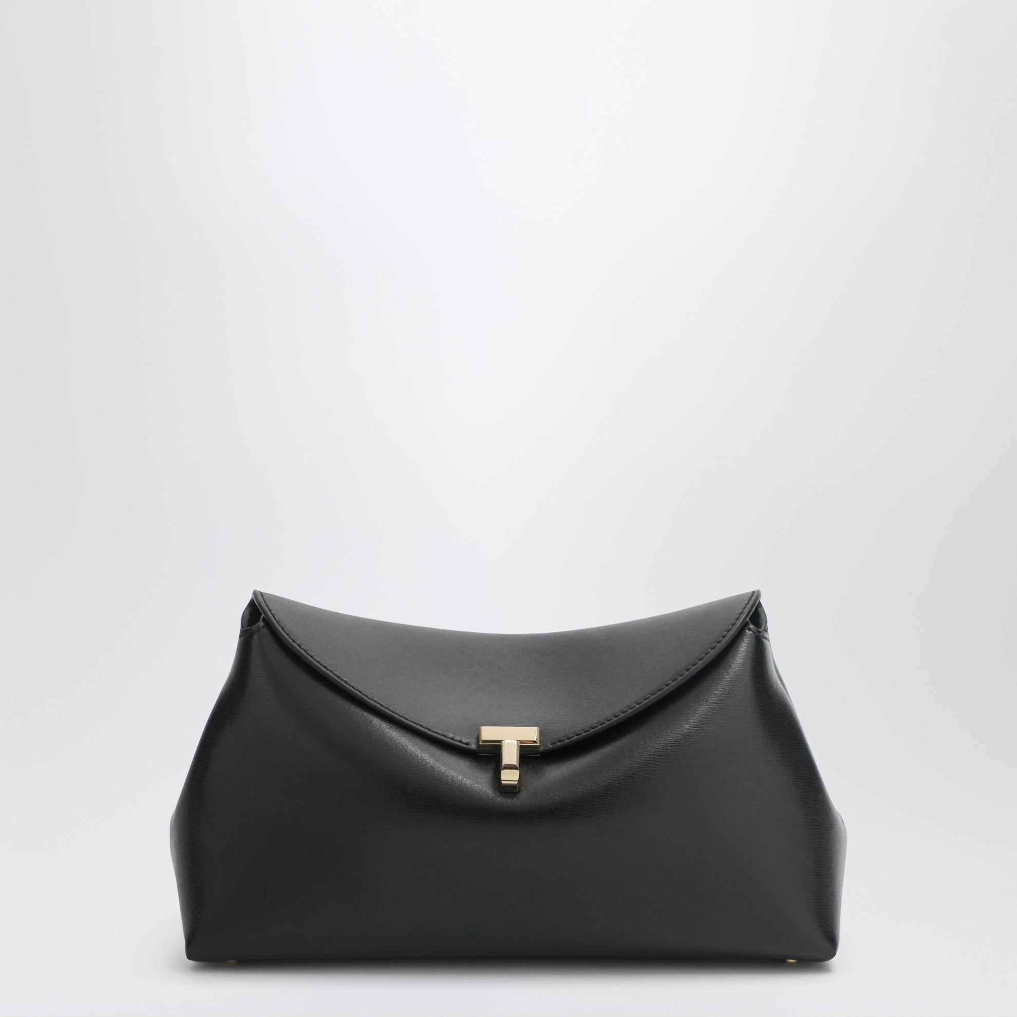 Pochette T-lock noire en cuir
