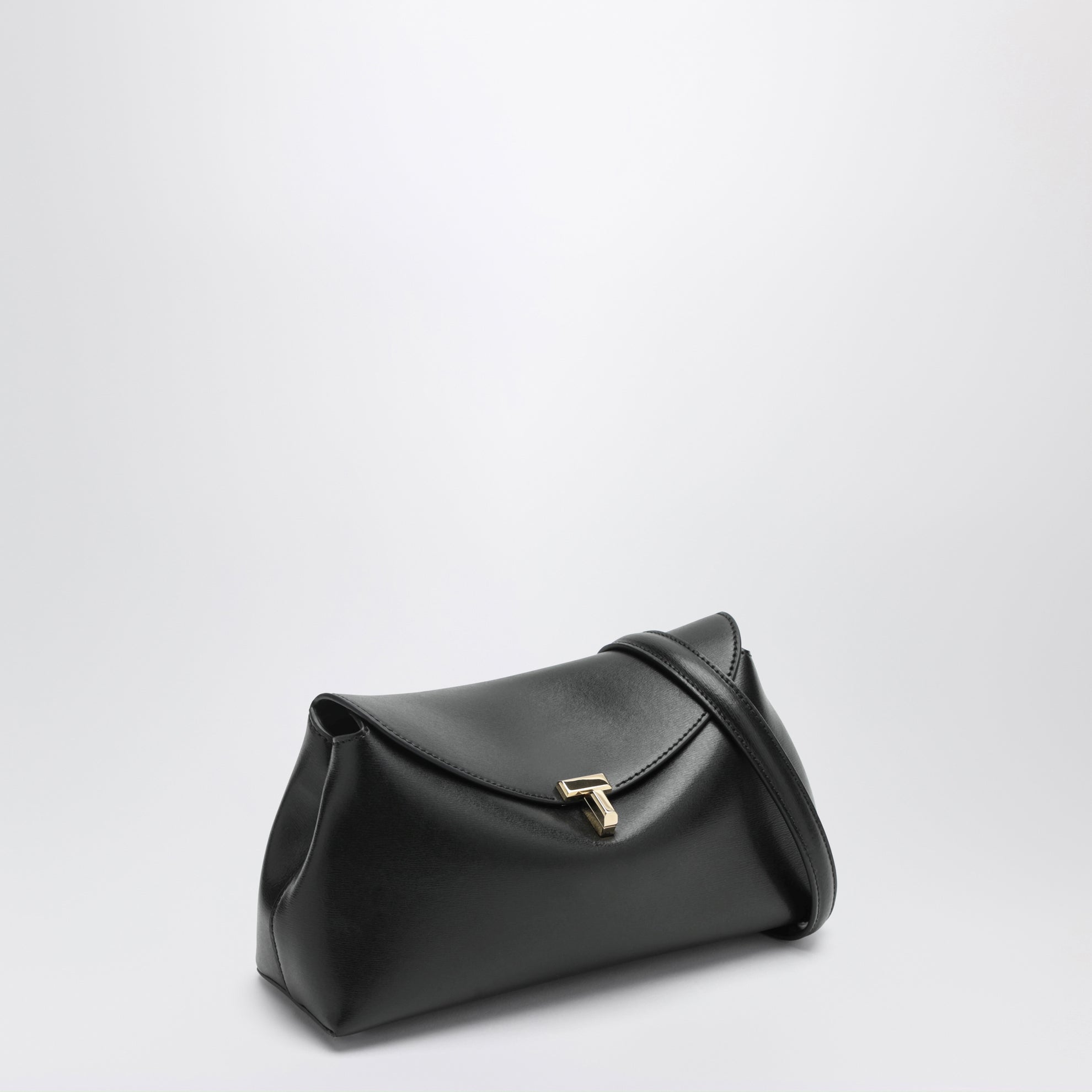 Pochette T-lock noire en cuir