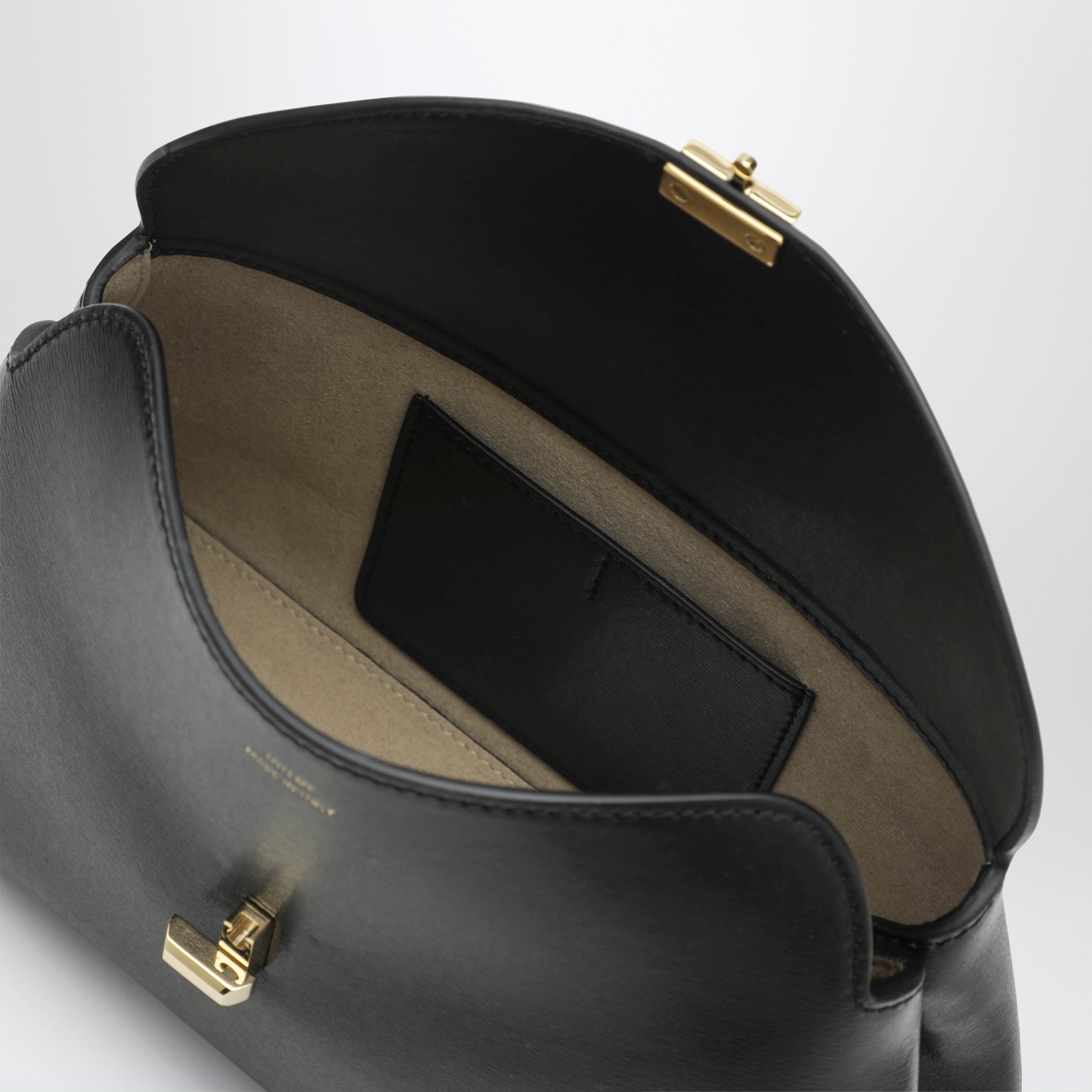 Pochette T-lock noire en cuir
