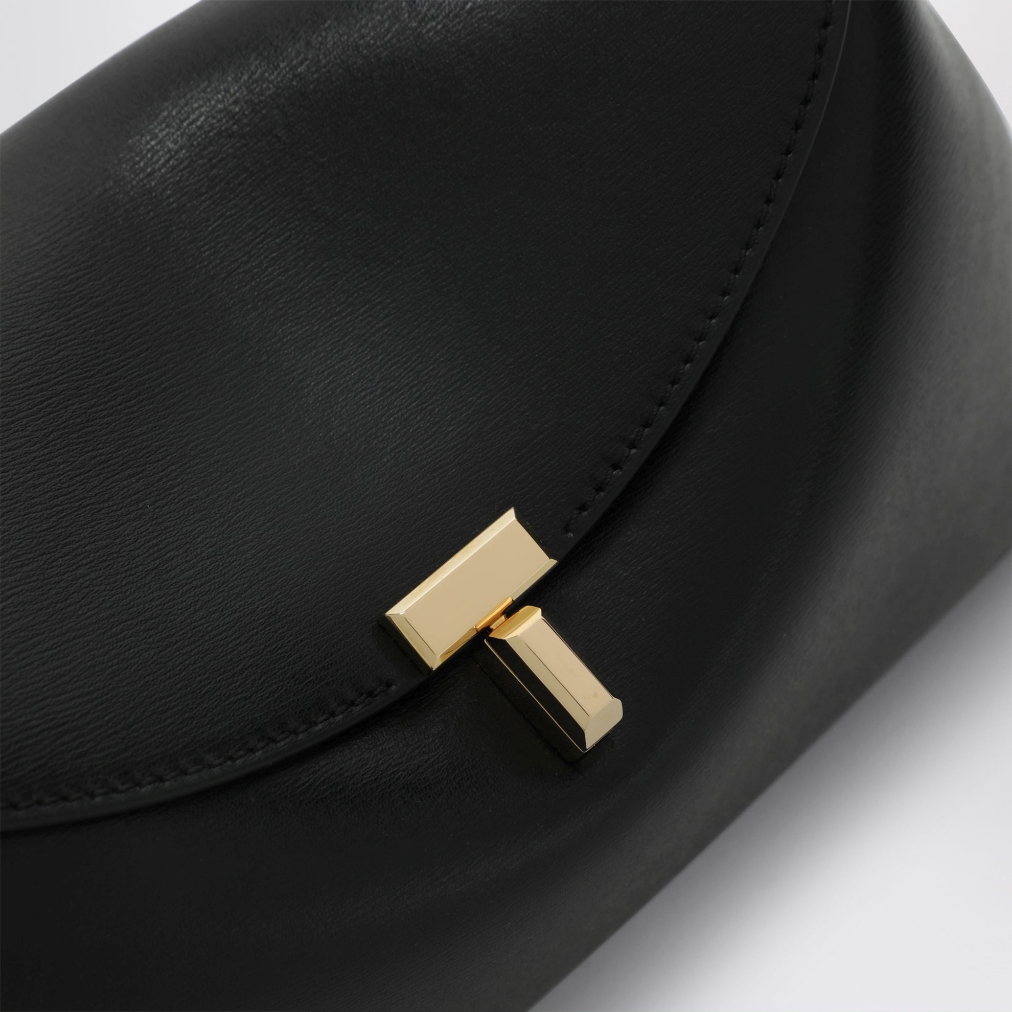 Pochette T-lock noire en cuir