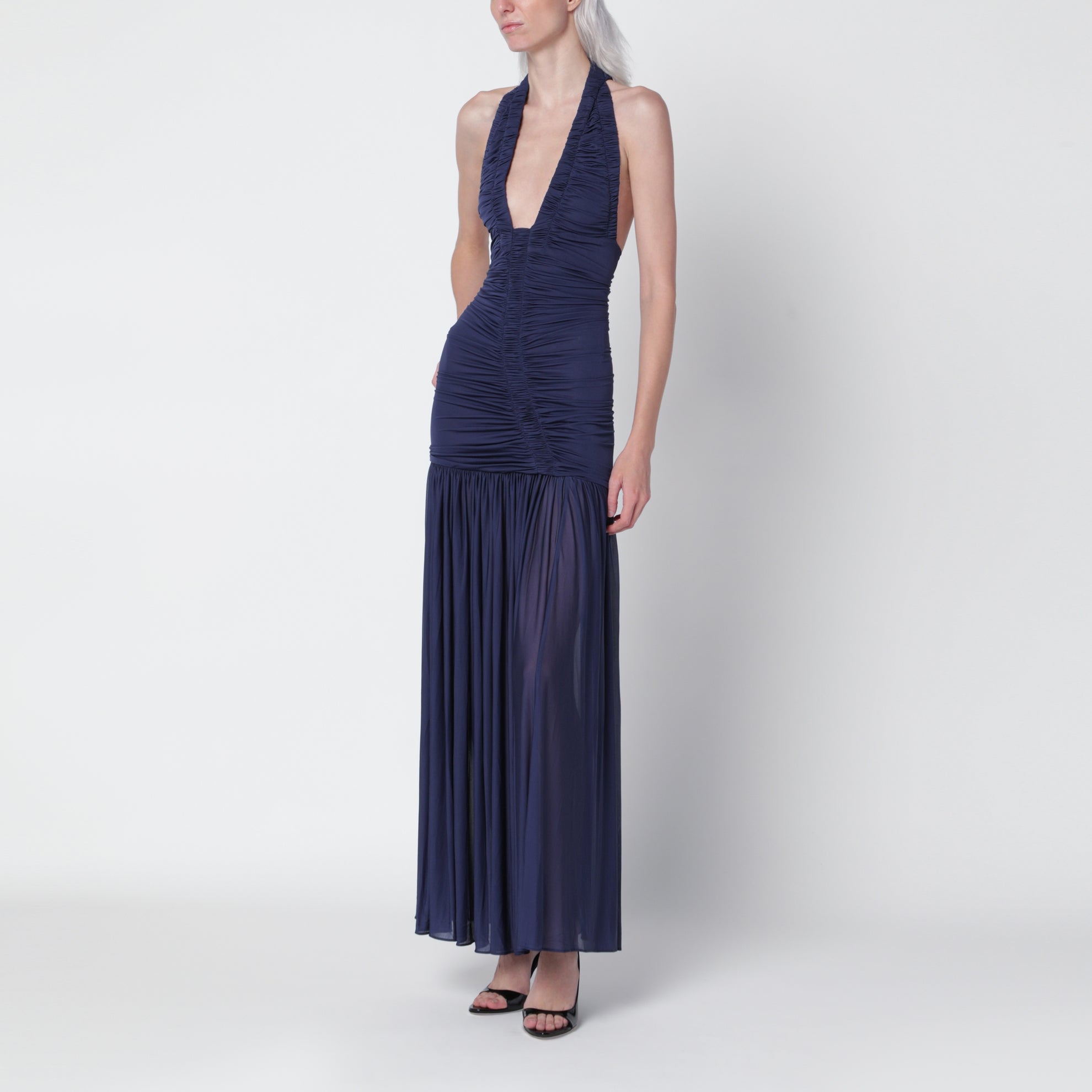 Langes Kleid Orion in Ink aus Rayon und Polyester
