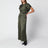 Robe en viscose vert foncé à taille basse