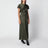 Robe en viscose vert foncé à taille basse