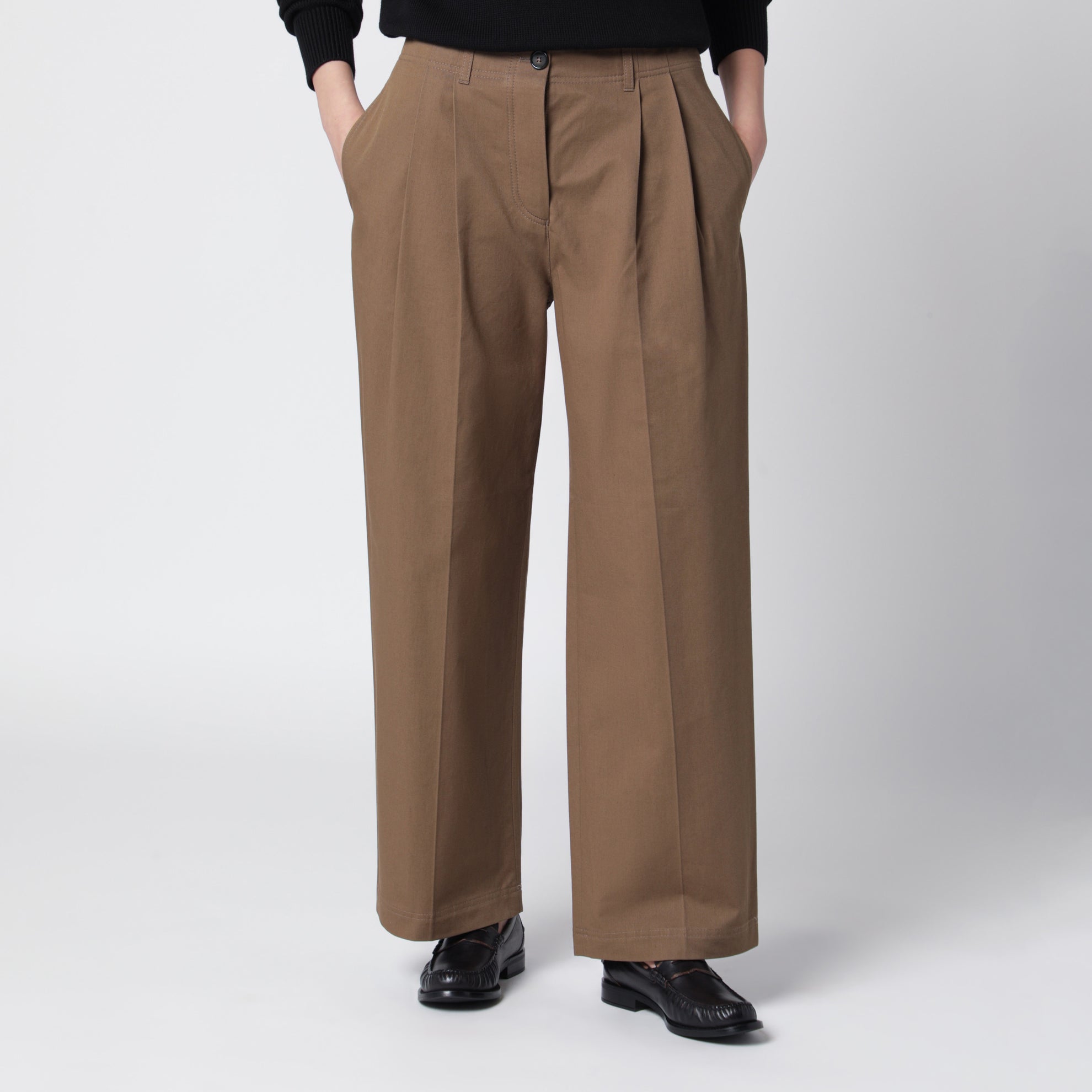 Hazelnut cotton trousers