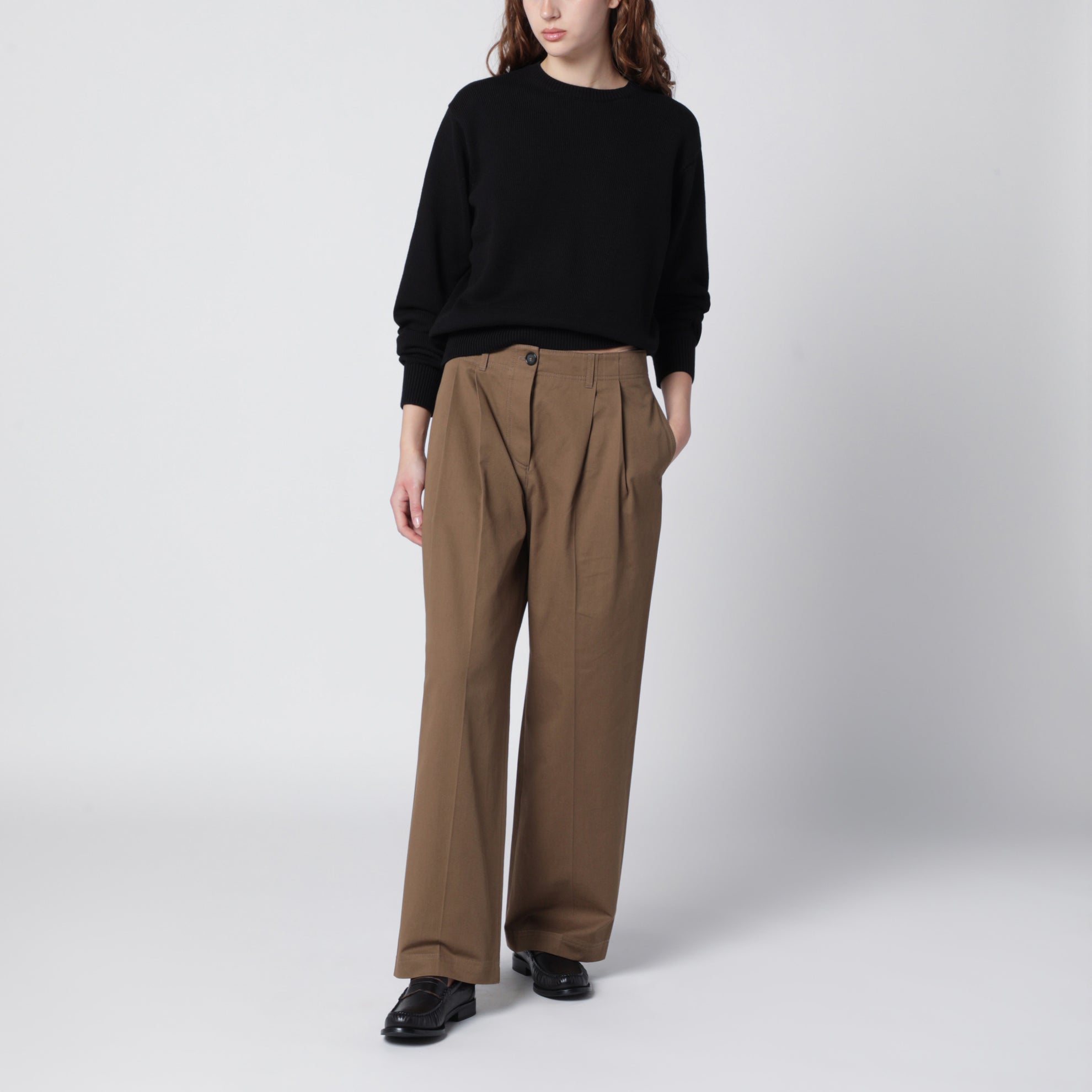 Hazelnut cotton trousers