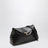 Brown T-lock clutch in crocodile-embossed leather
