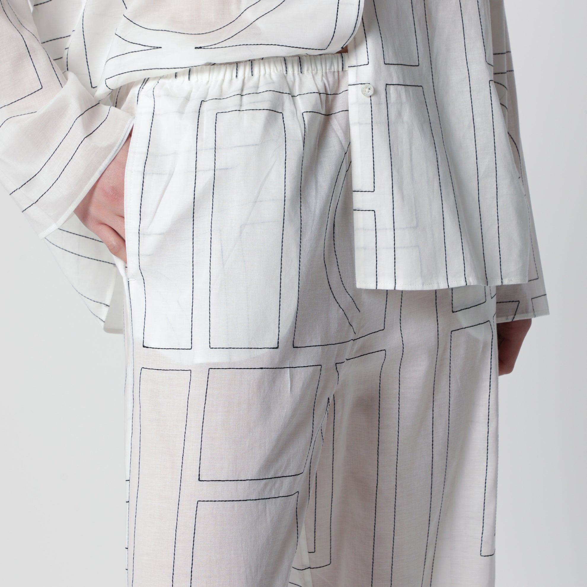 Pantalone pigiama Monogram in cotone e lyocell bianco