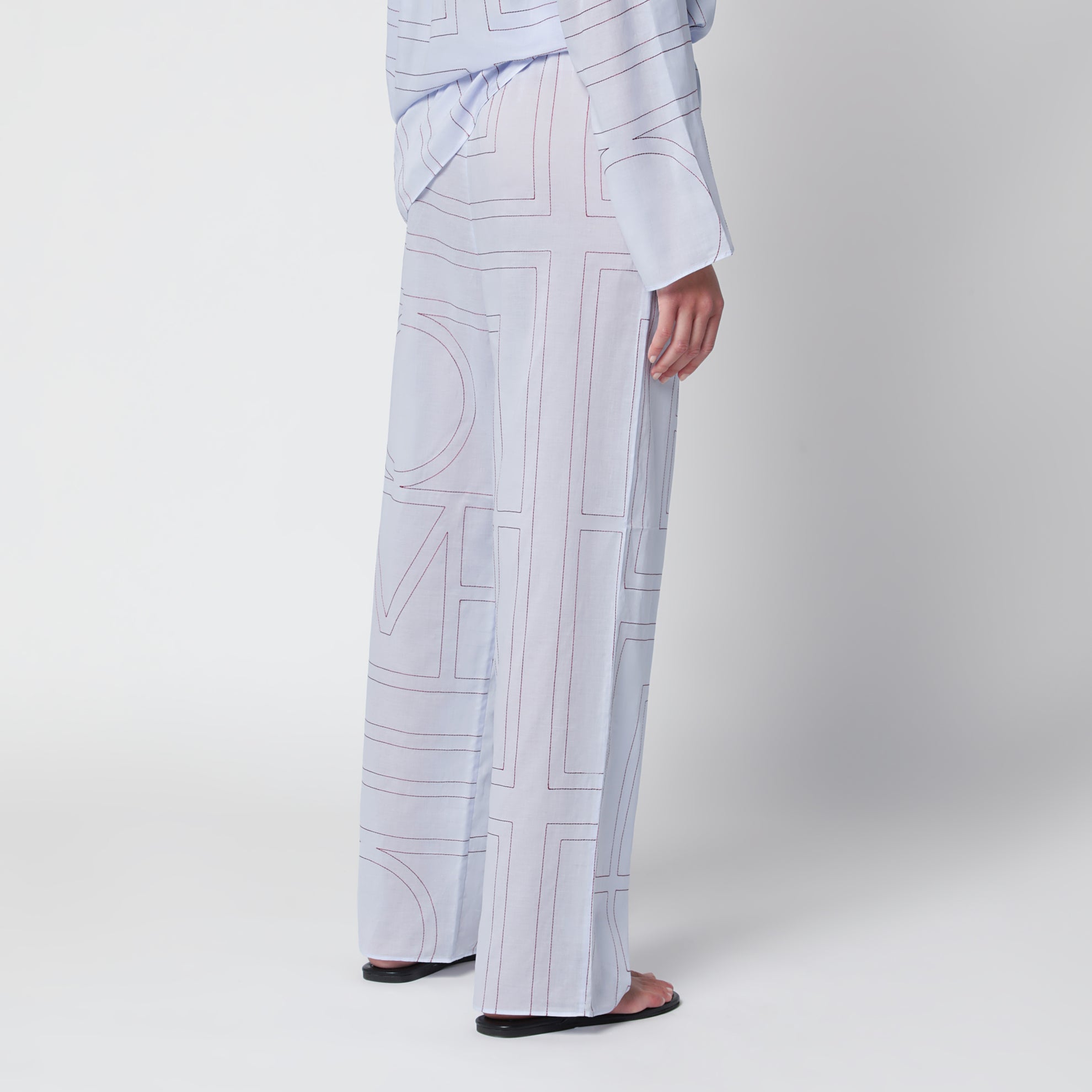 Pantalone pigiama Monogram in misto cotone azzurra