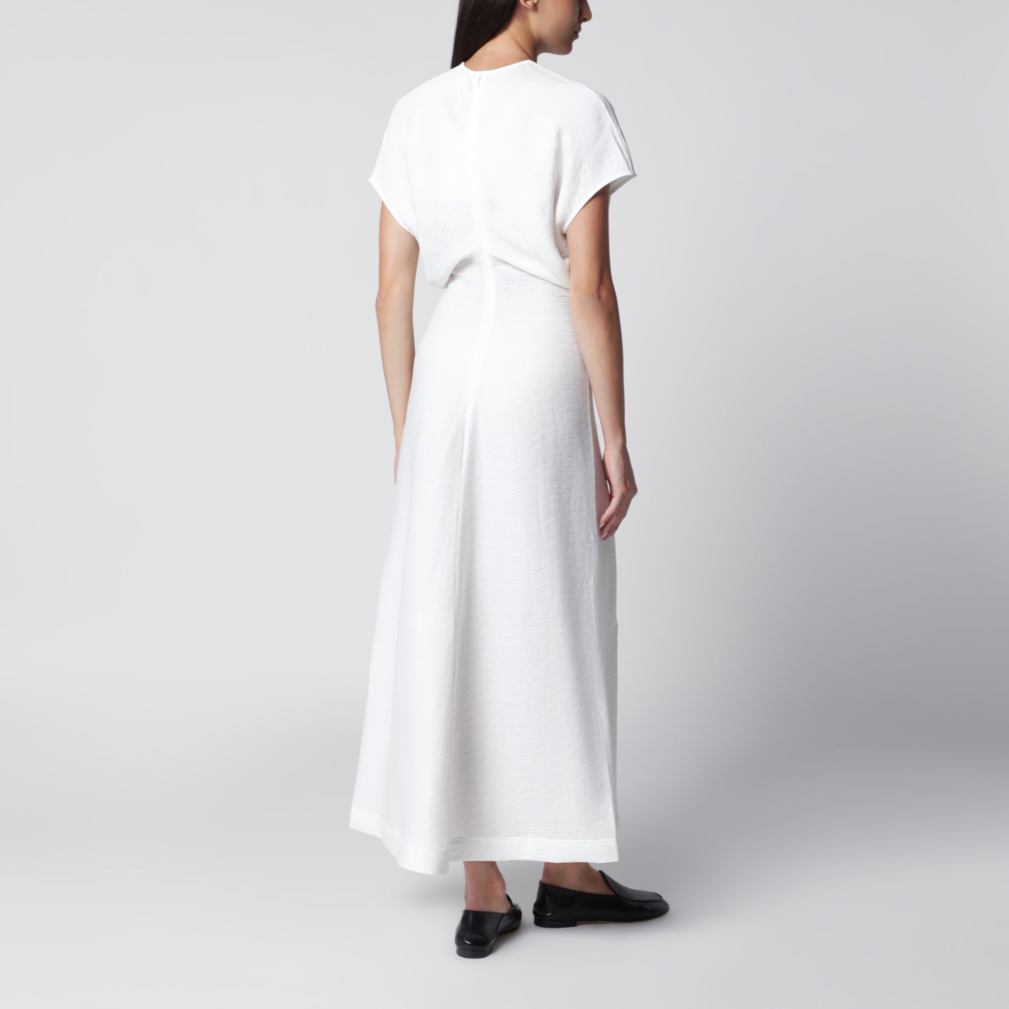 White midi dress in fluid satin