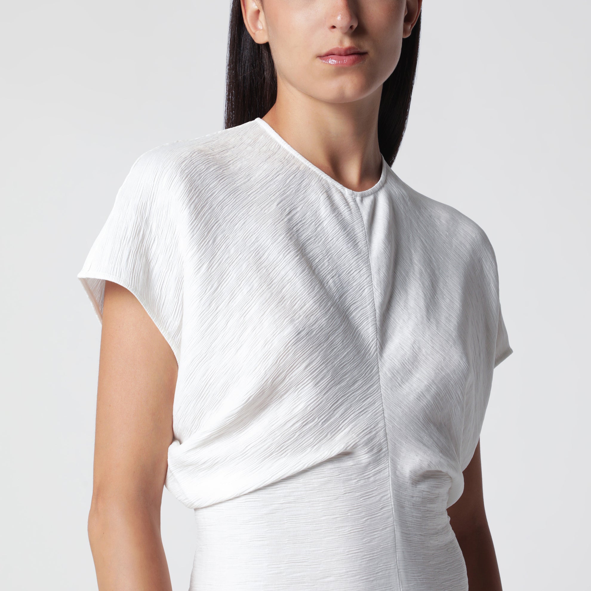 White midi dress in fluid satin