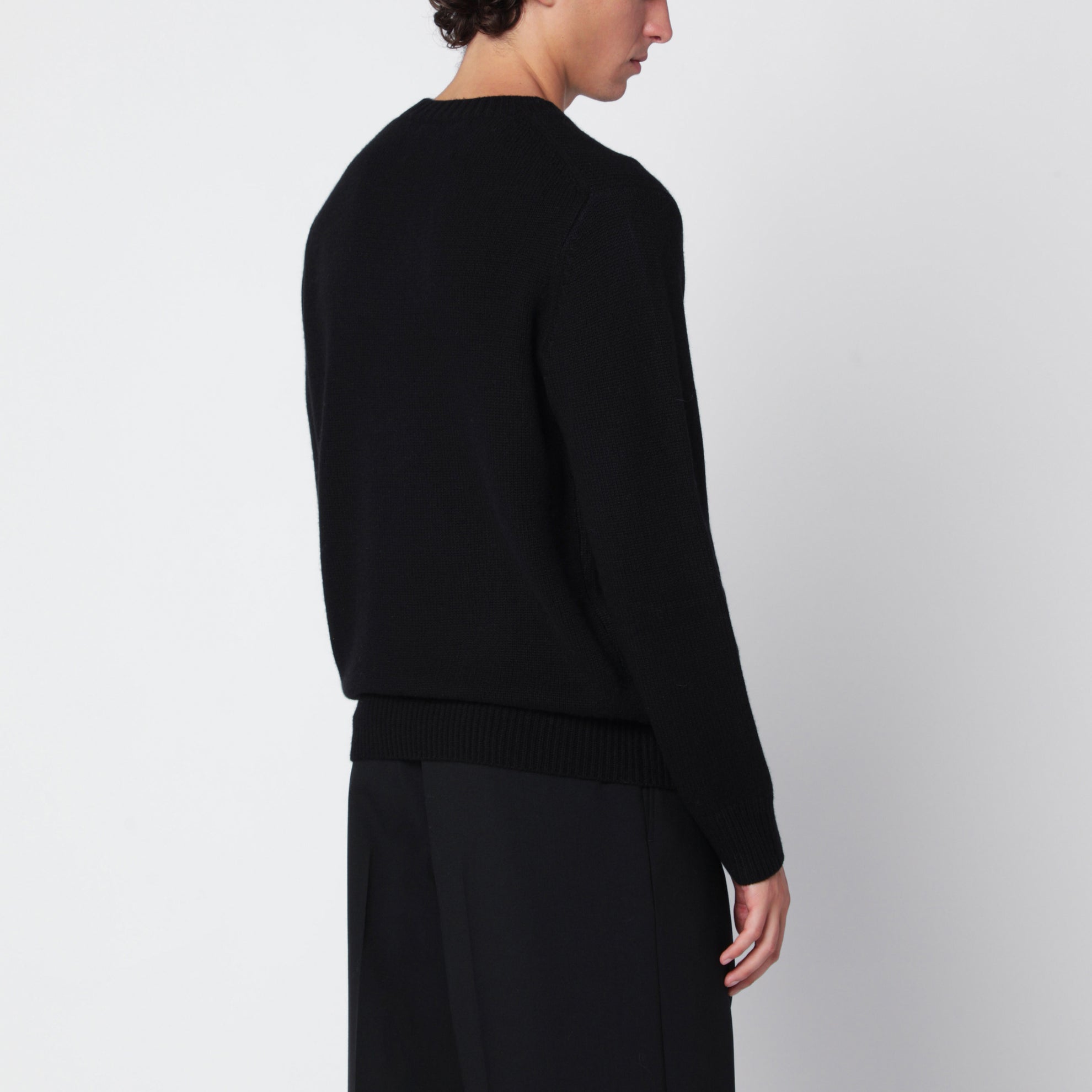 Black cashmere crew-neck sweater