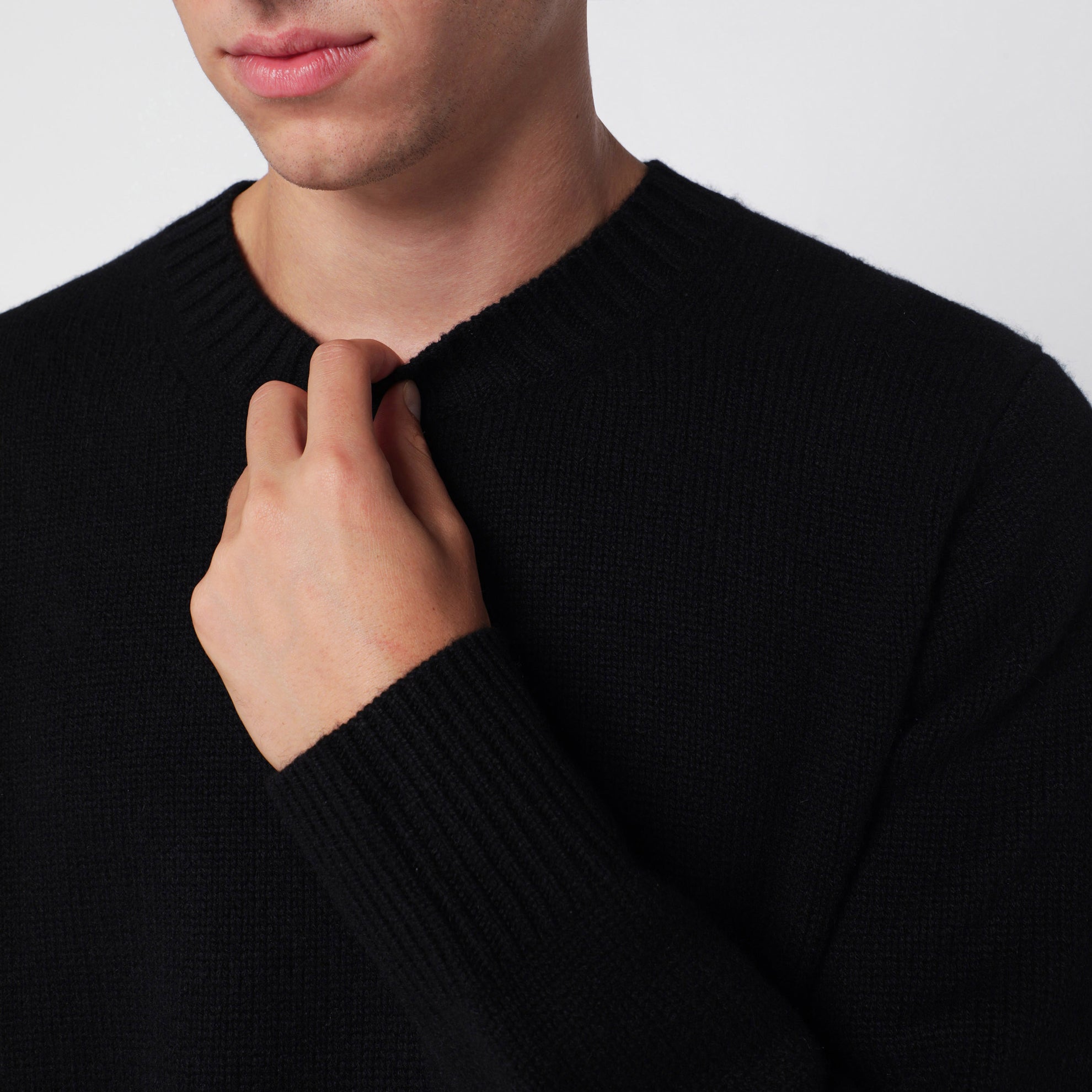 Black cashmere crew-neck sweater