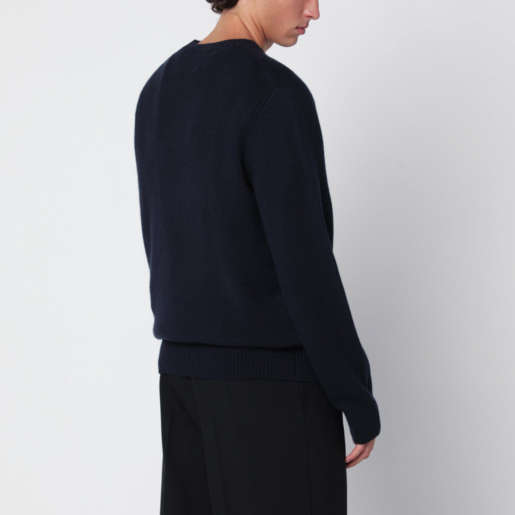 Navy blue cashmere crewneck sweater