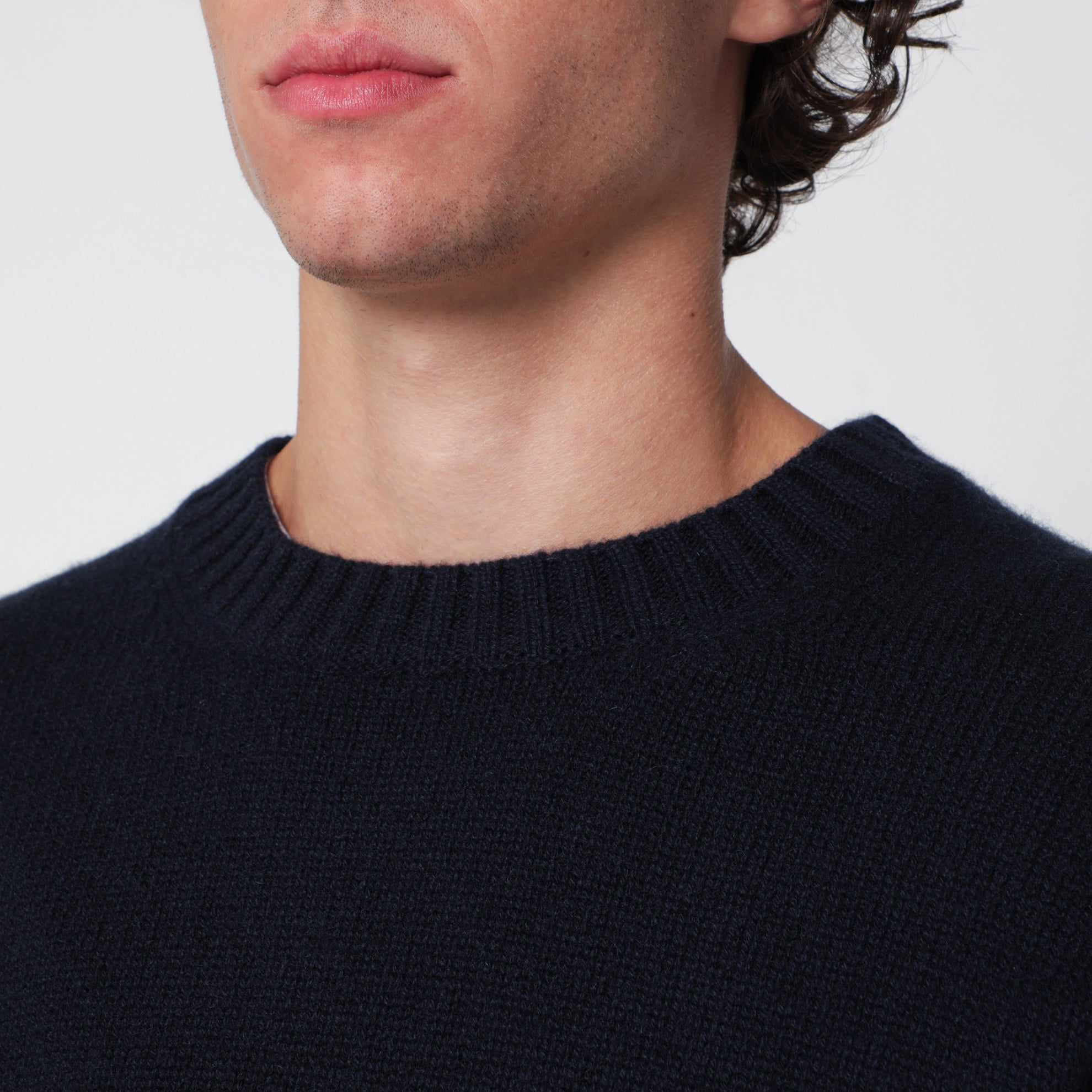 Navy blue cashmere crewneck sweater