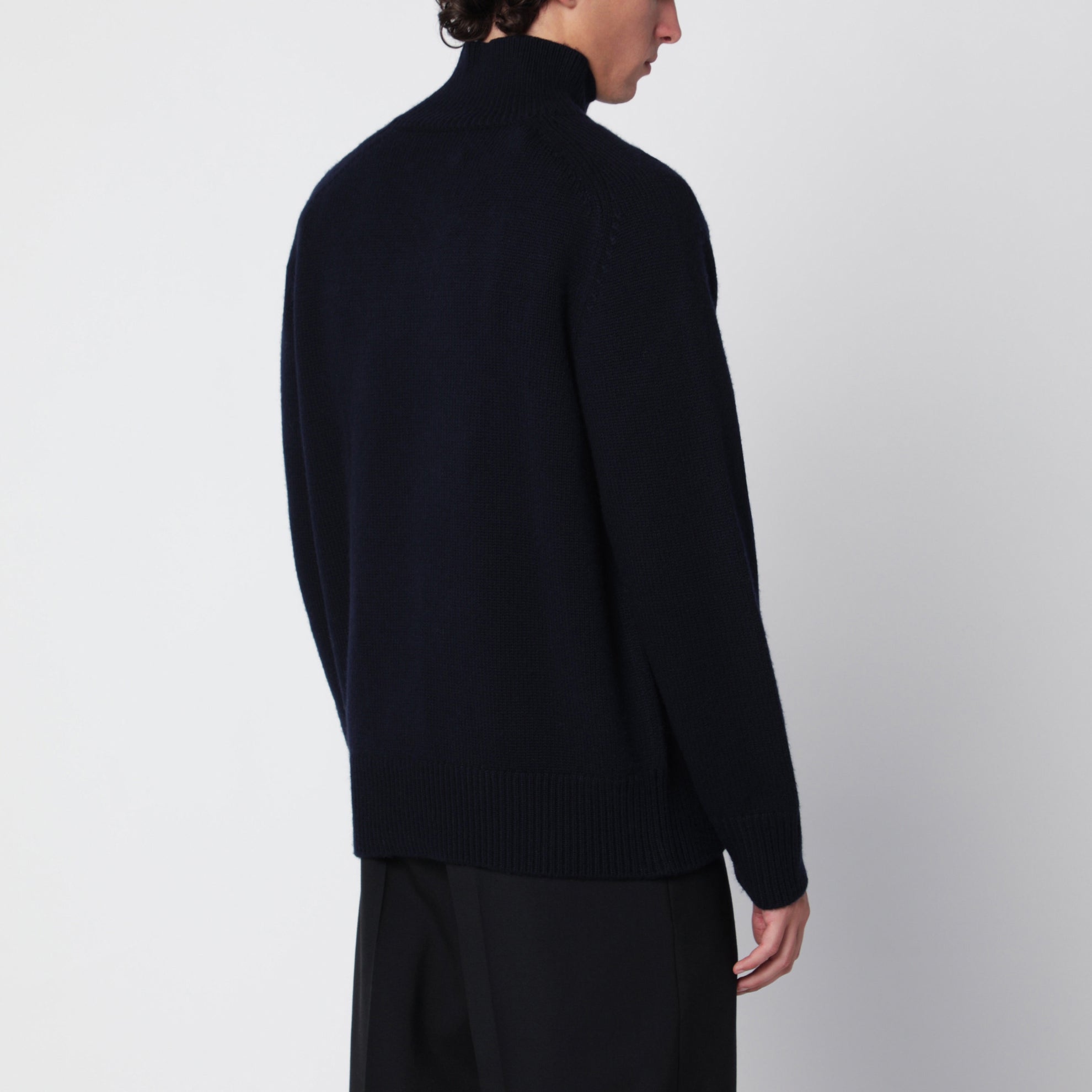 Navy cashmere turtleneck sweater