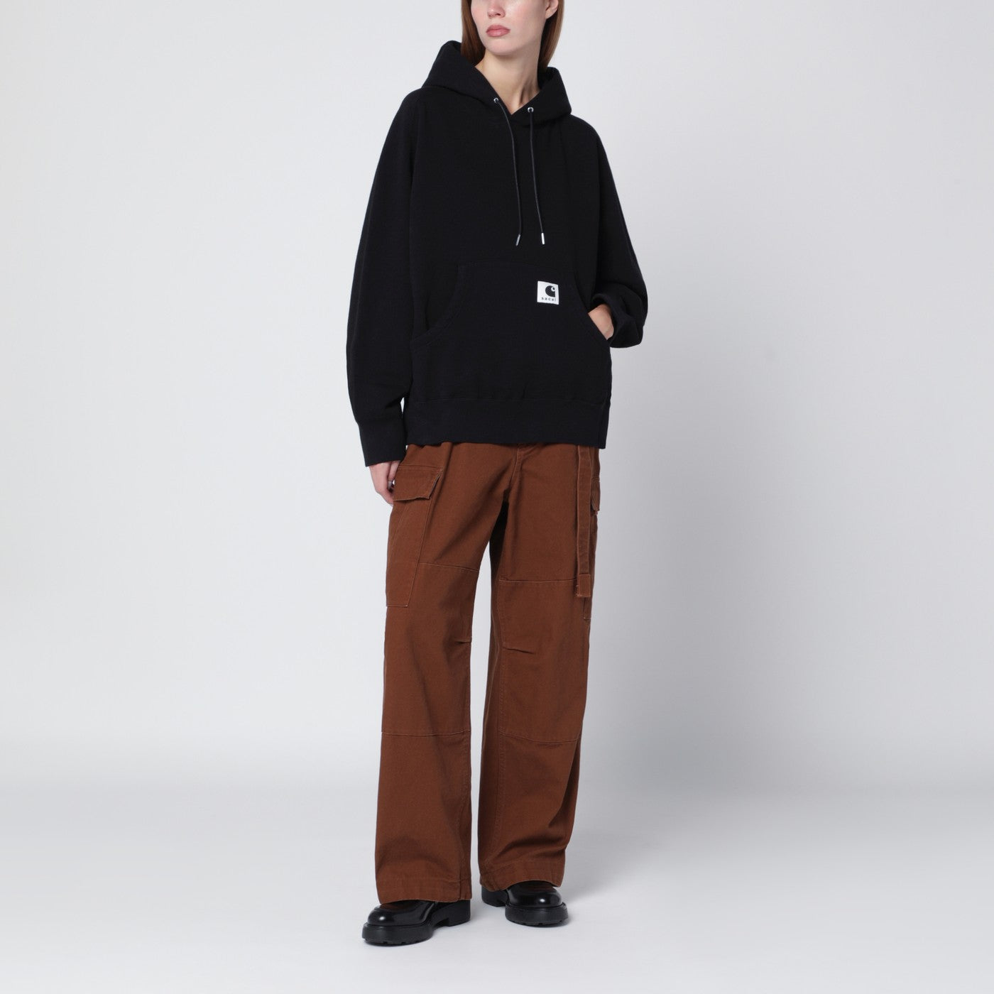 Schwarzes Kapuzen-Sweatshirt aus Baumwolle