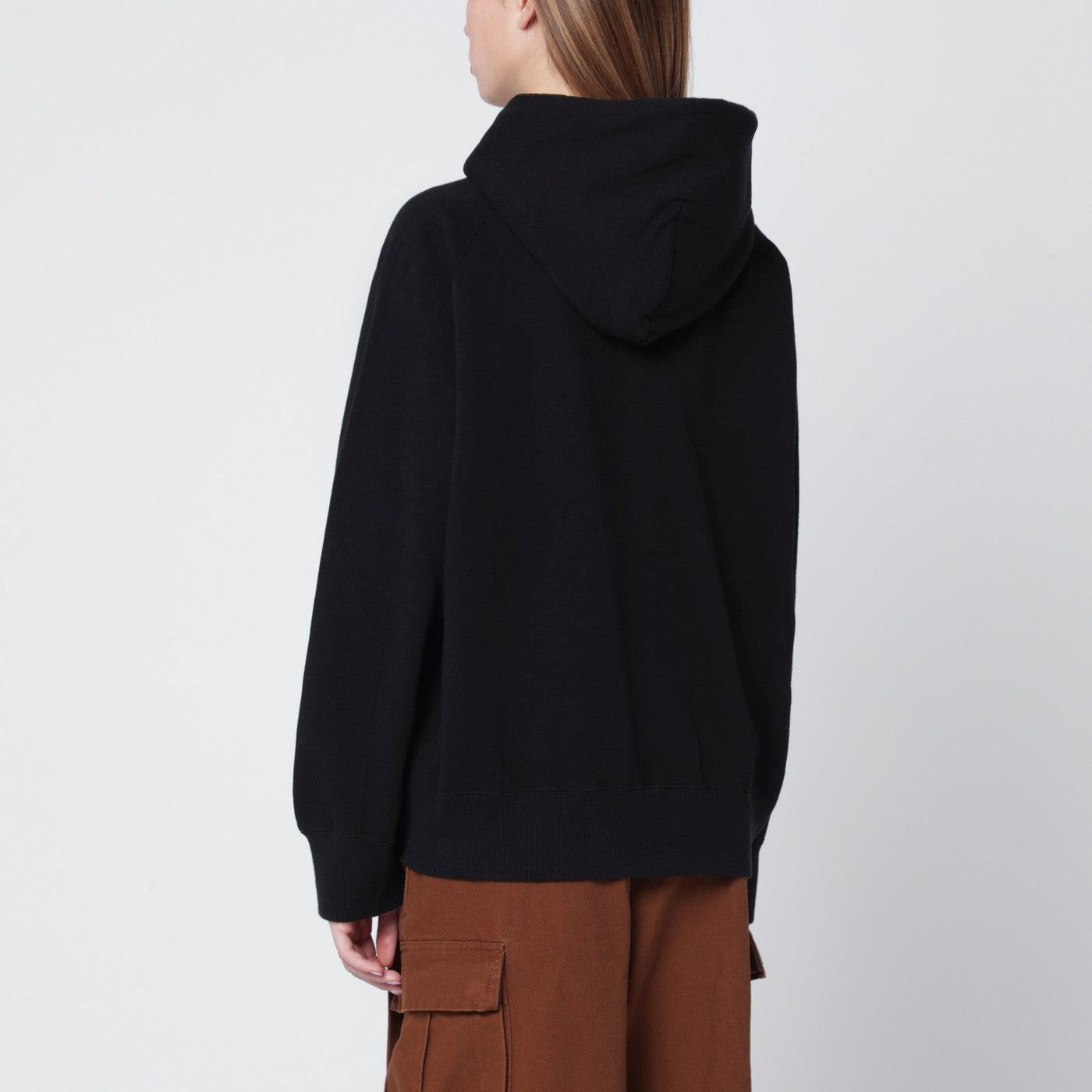 Schwarzes Kapuzen-Sweatshirt aus Baumwolle