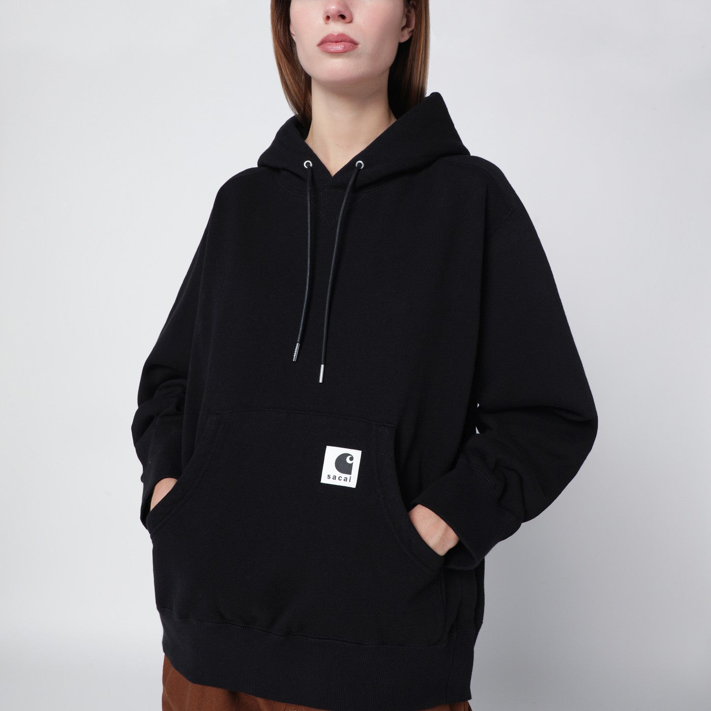 Sacai x Carhartt WIP Black cotton hoodie | TheDoubleF