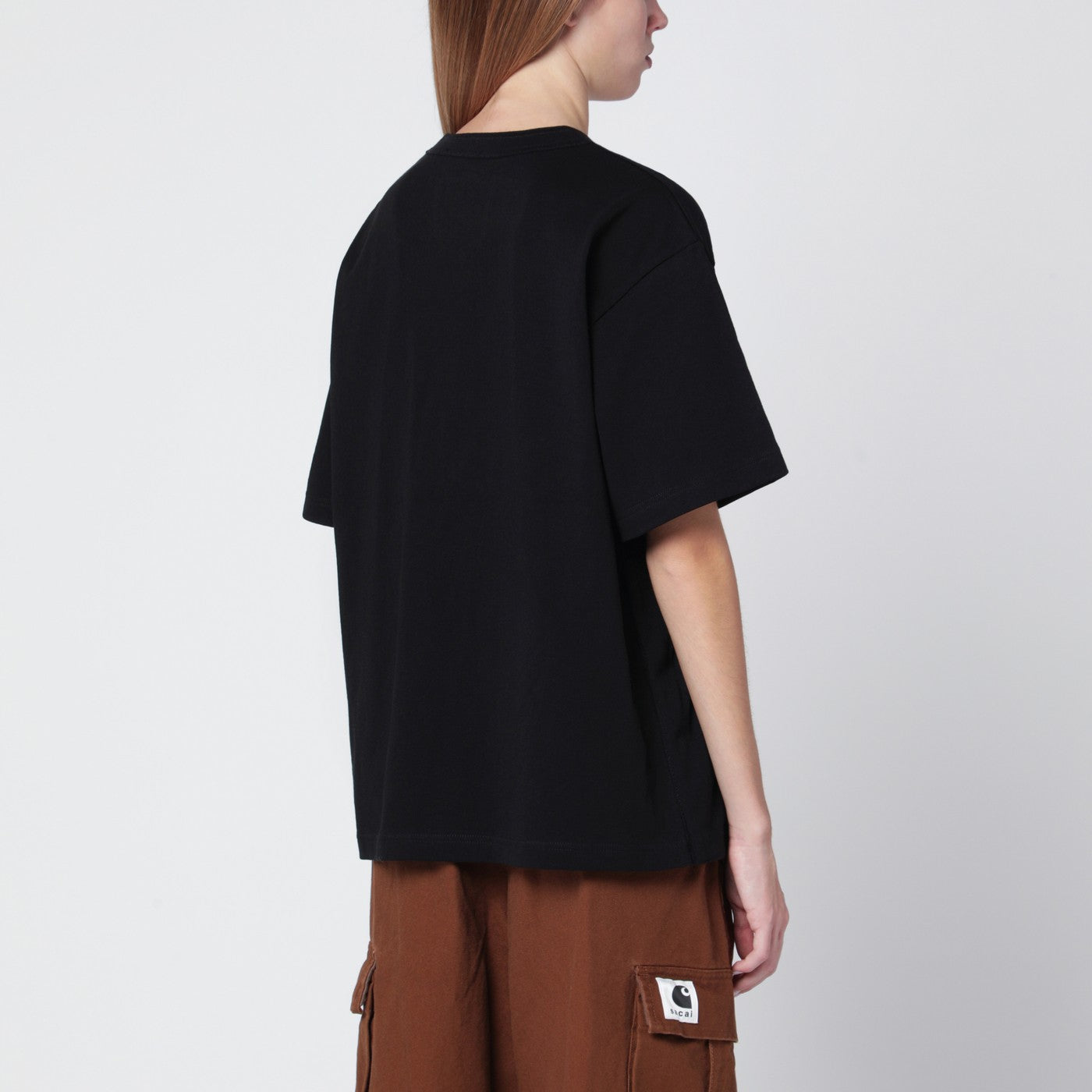 T-shirt en coton noir avec patch logo