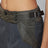 Grey/khaki pinstripe bi-material trousers