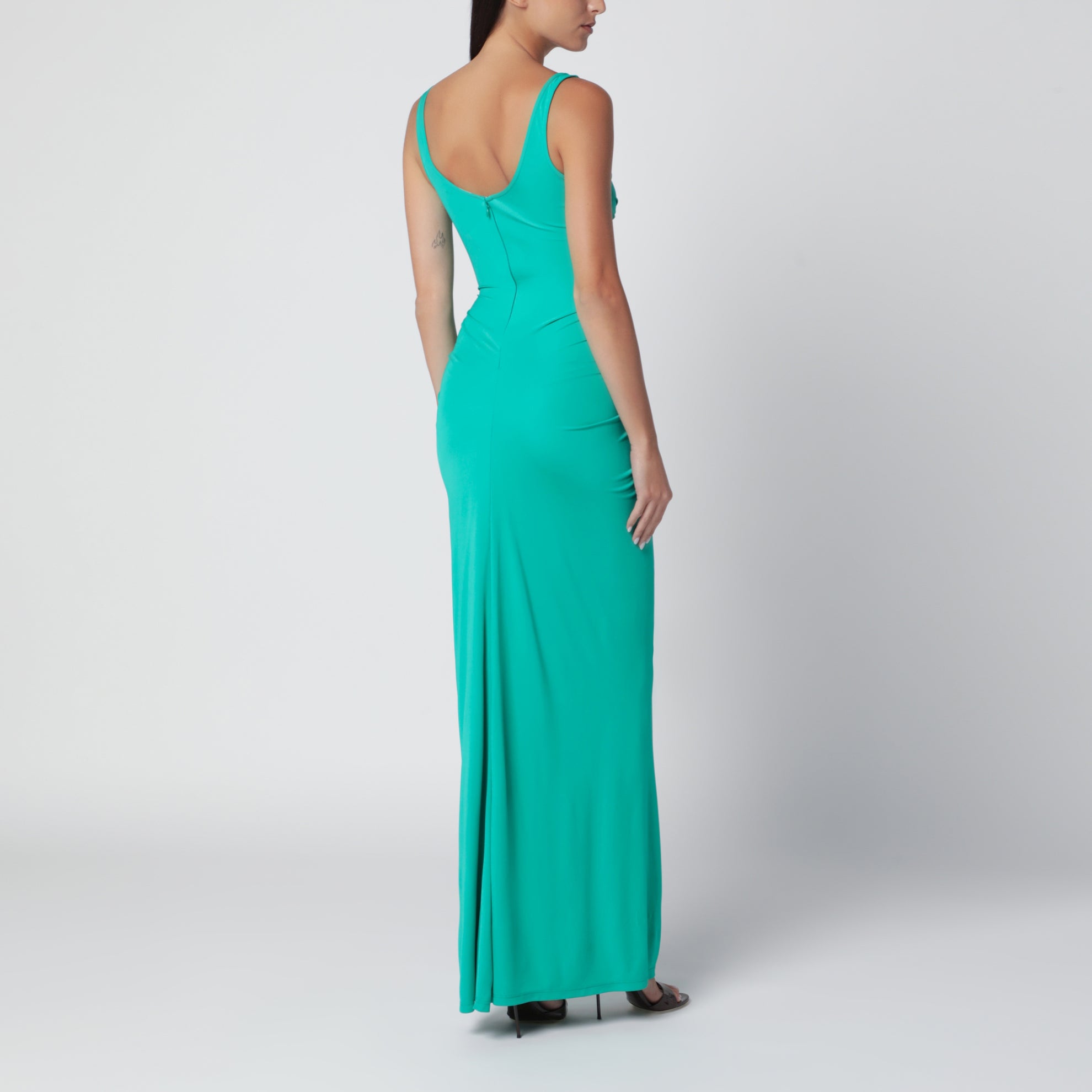 Draped Malachite Viscose Maxi Dress