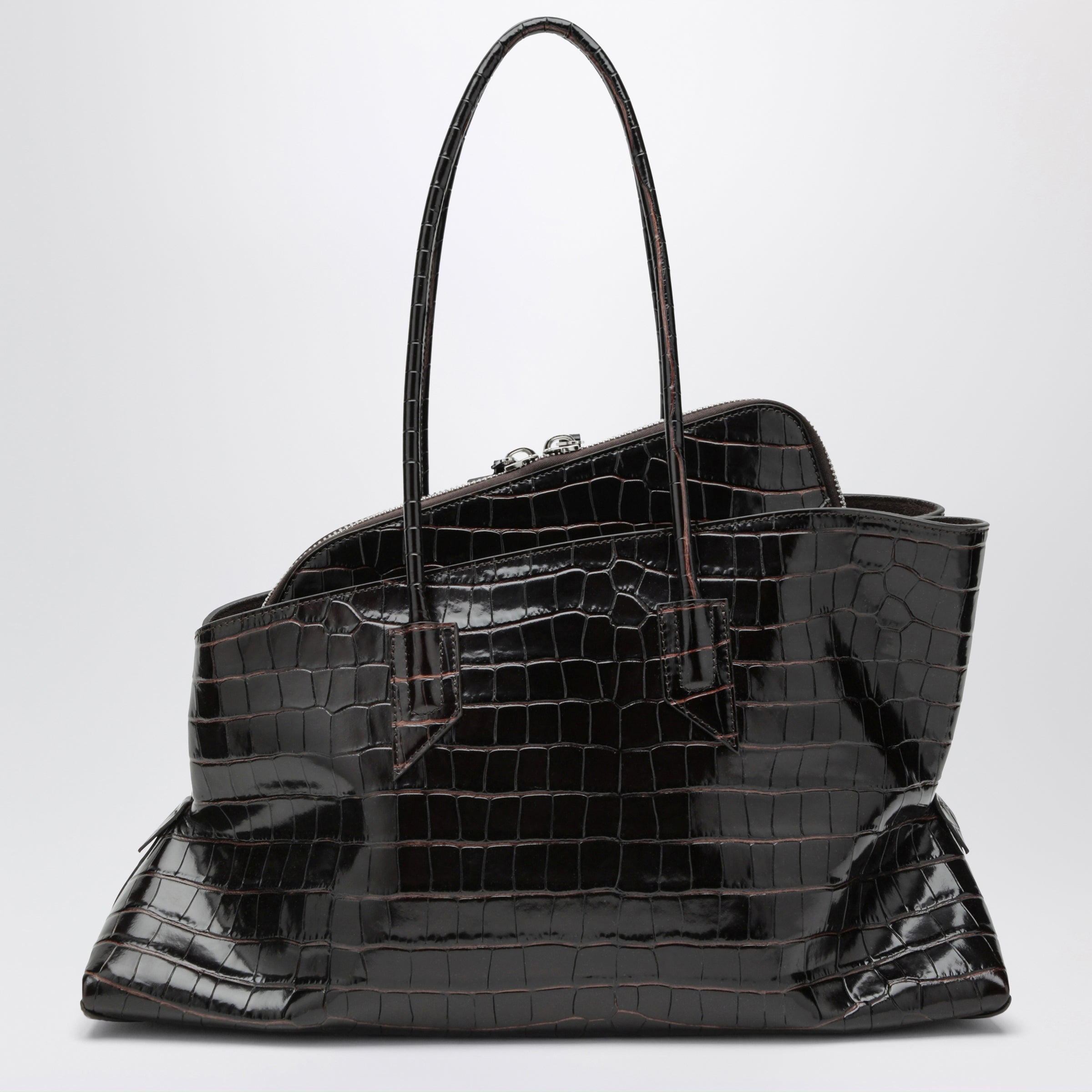 The Attico La Passeggiata Medium bag in coffee crocodile-print