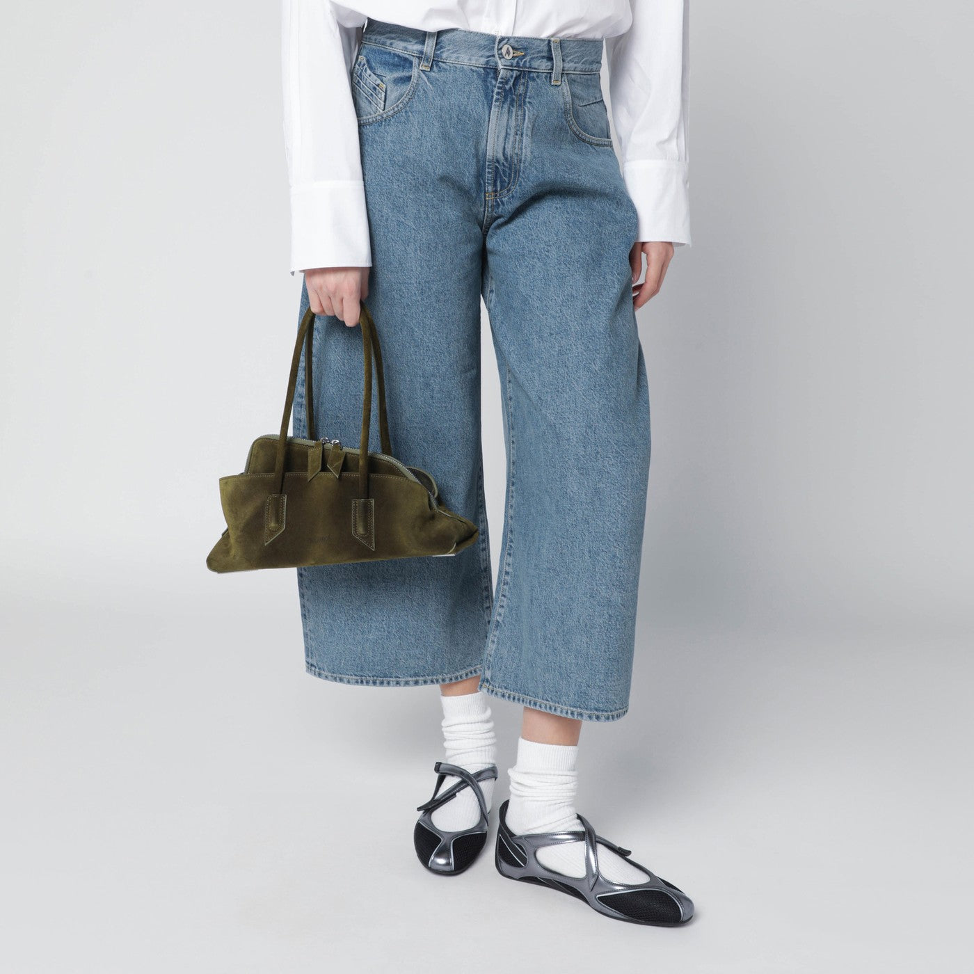 La Passeggiata Small bag in khaki green suede