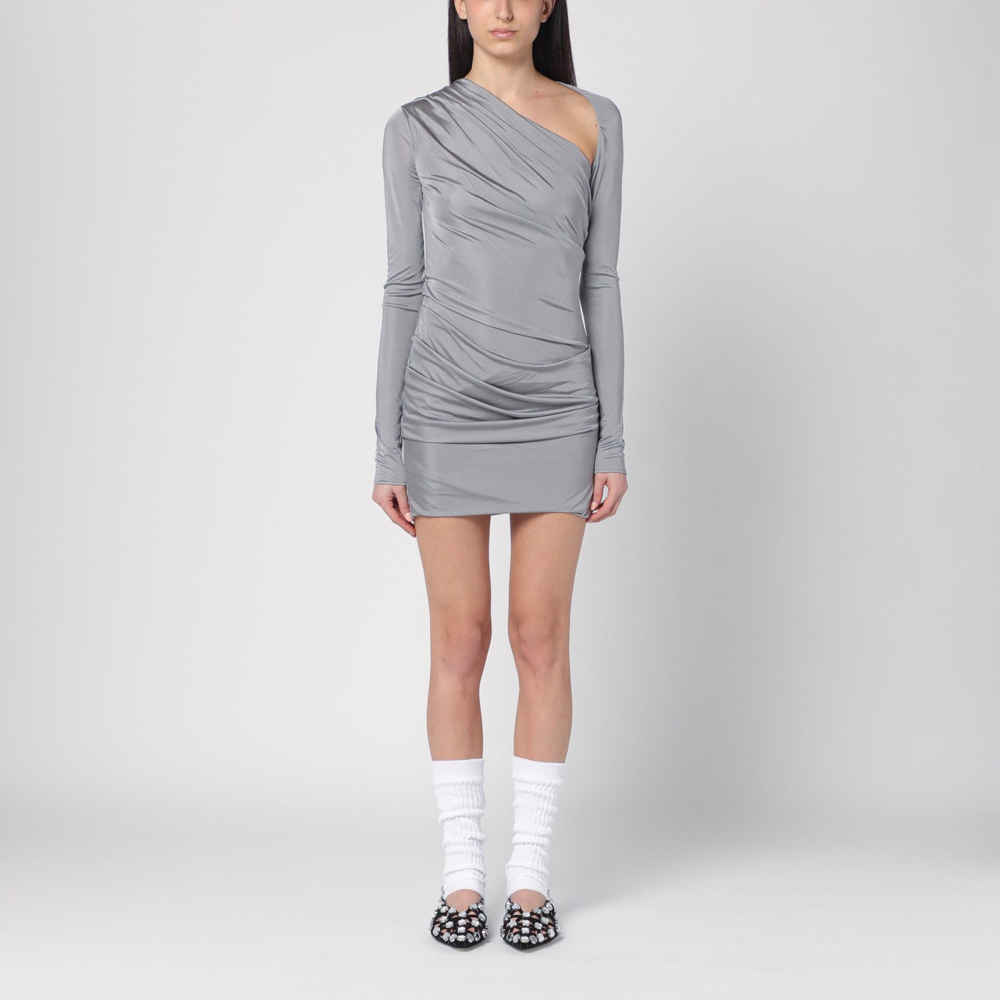 Mini robe drapée grise