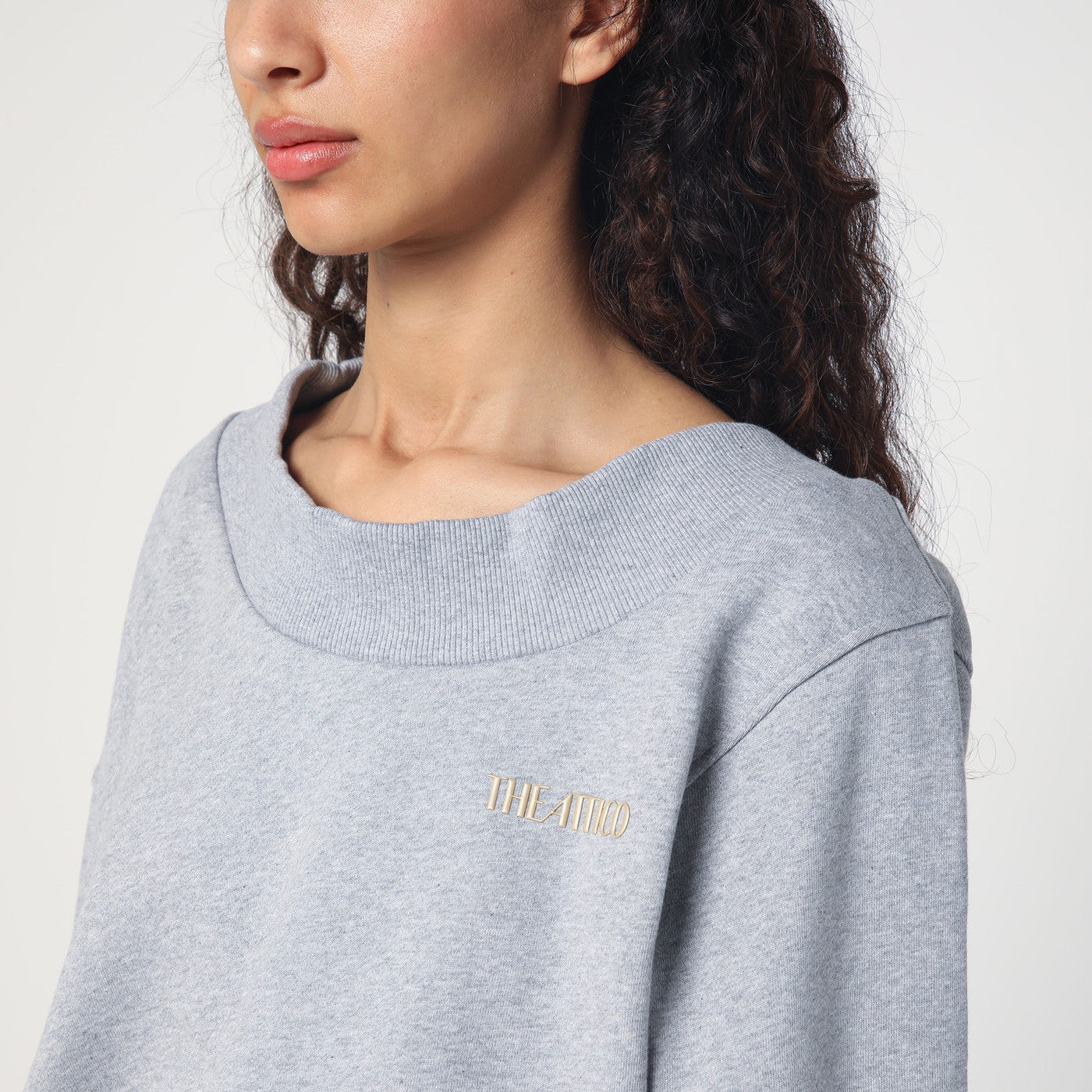 Felpa grigia mélange/beige con cut out