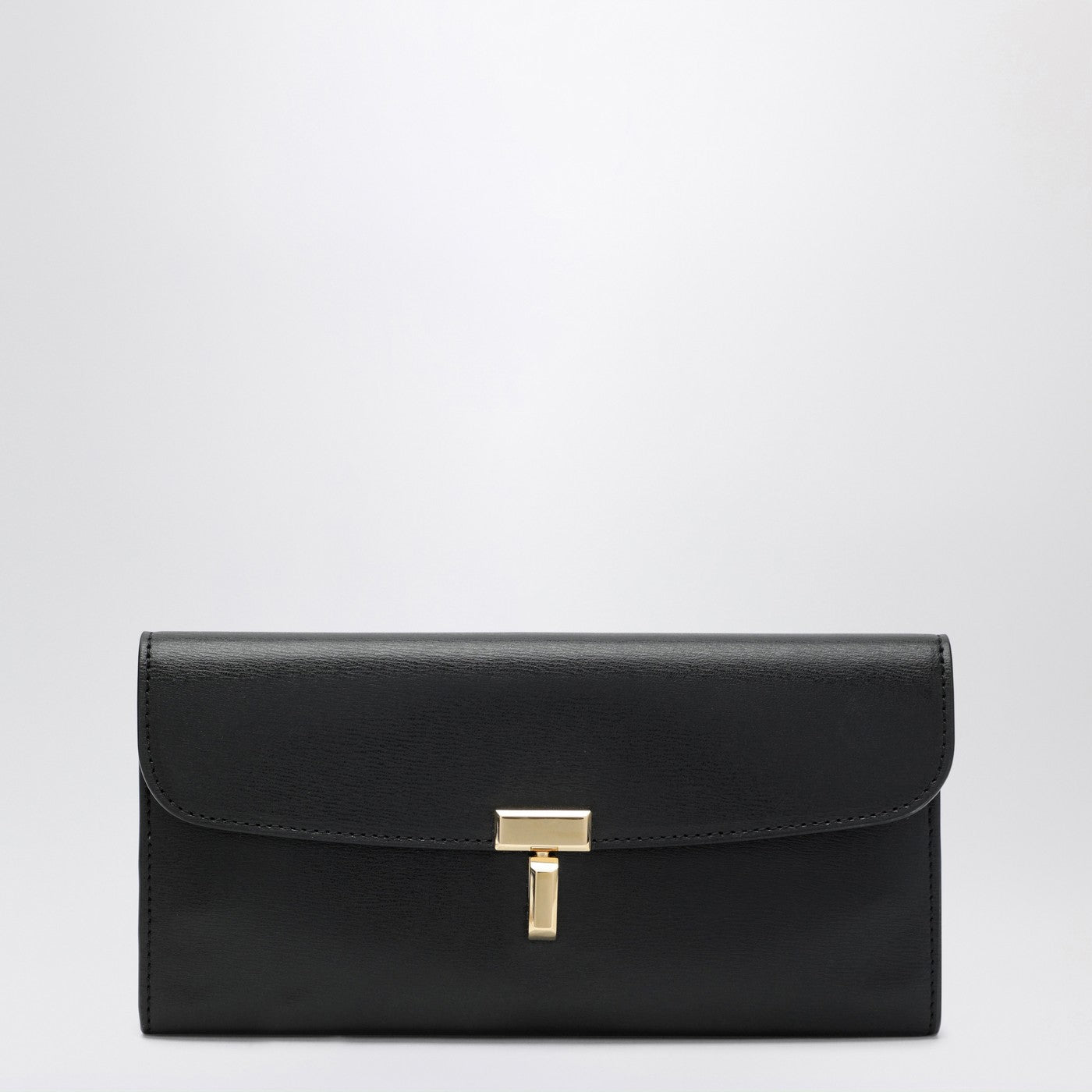 Portafoglio T-lock in pelle liscia nero