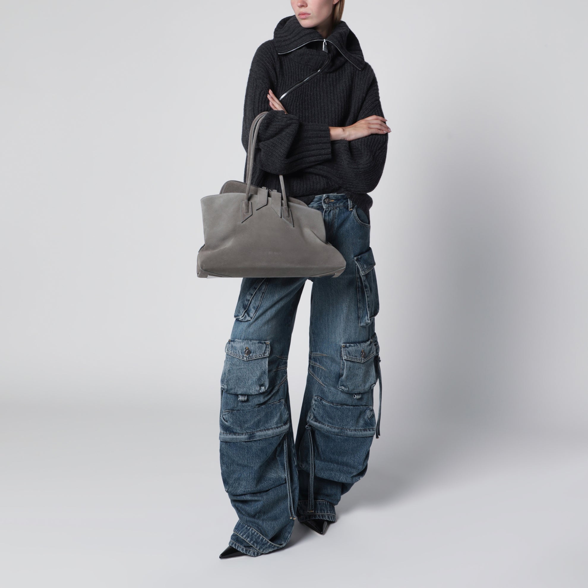 La Passeggiata Medium bag in grey suede