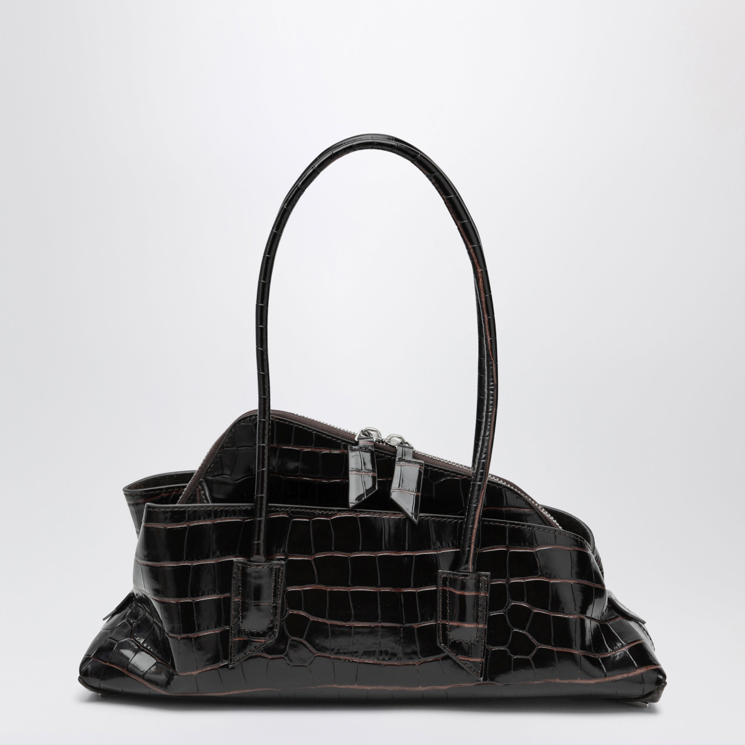 The Attico La Passeggiata Small bag in coffee crocodile-print