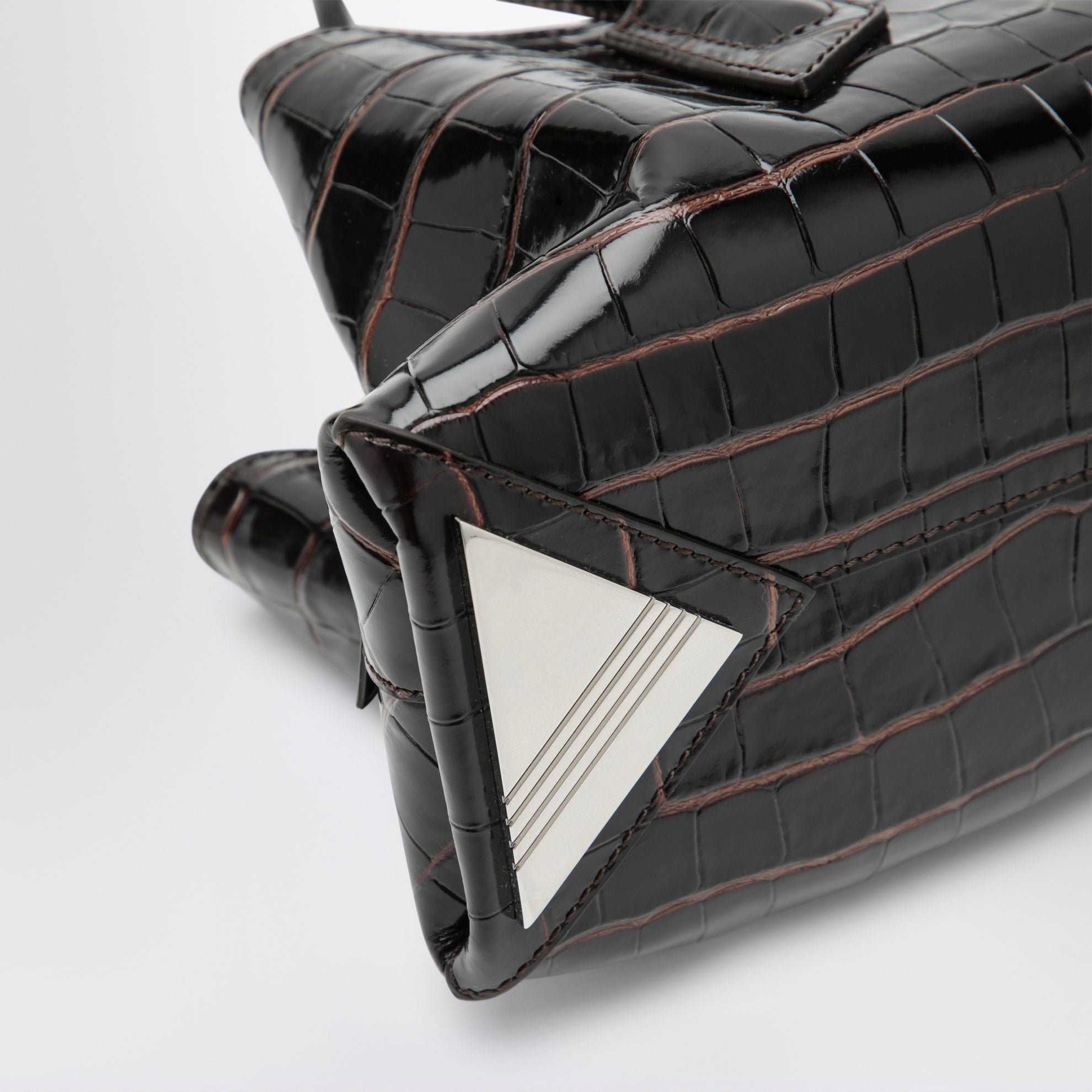 La Passeggiata Small bag in coffee crocodile-print leather